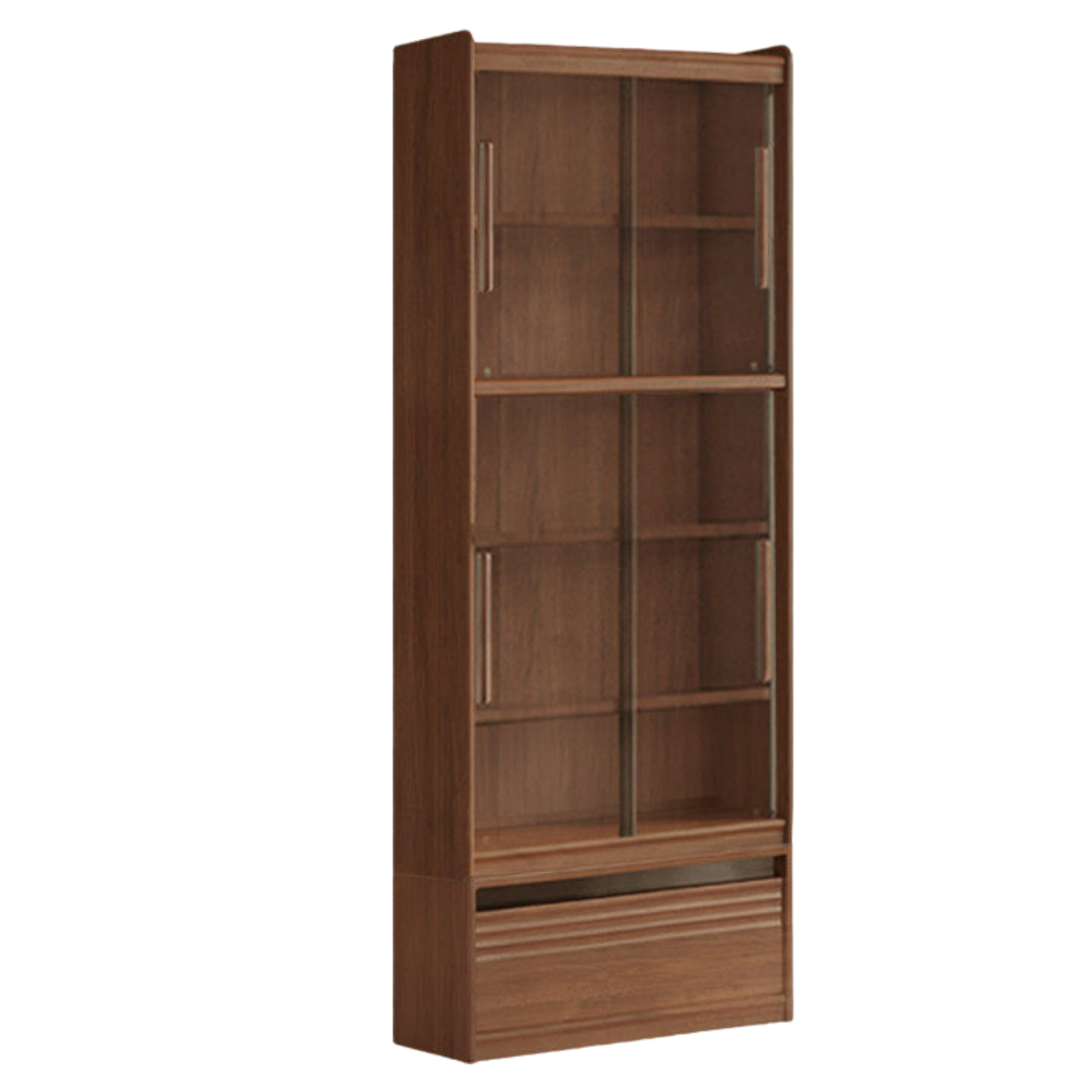 Black Walnut Solid Wood Integrated Wall Bookcase with Floor Display