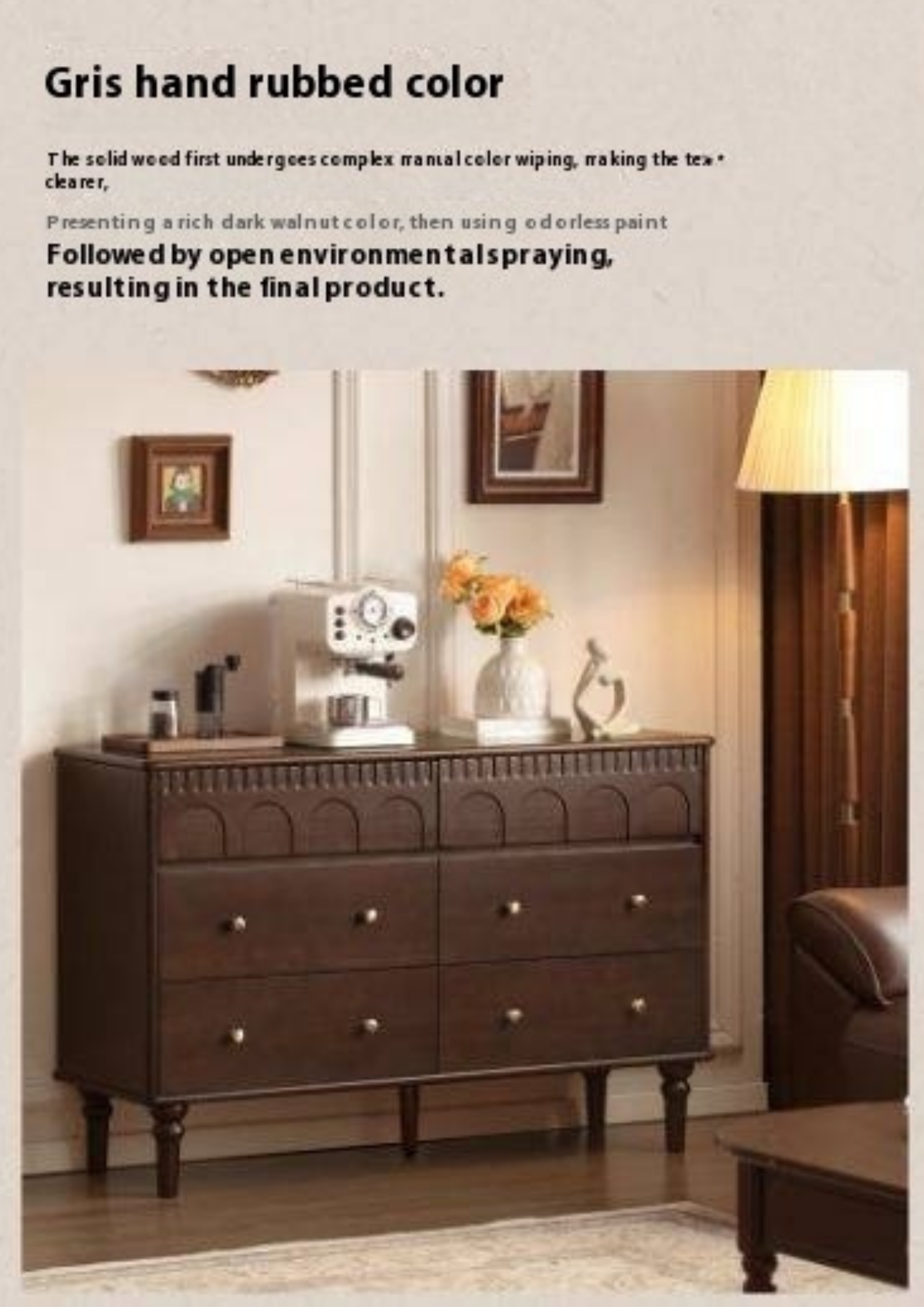 Poplar Solid Wood Retro Style Bucket Cabinet