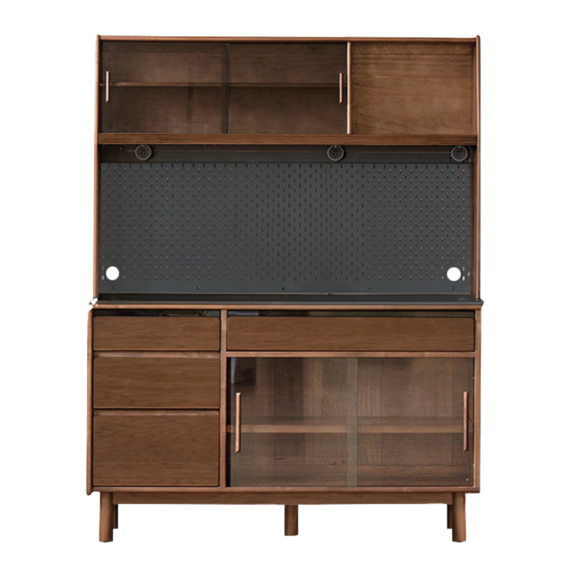 Black Walnut, Sandalwood Solid Wood Light Luxury Rock Plate Sideboard