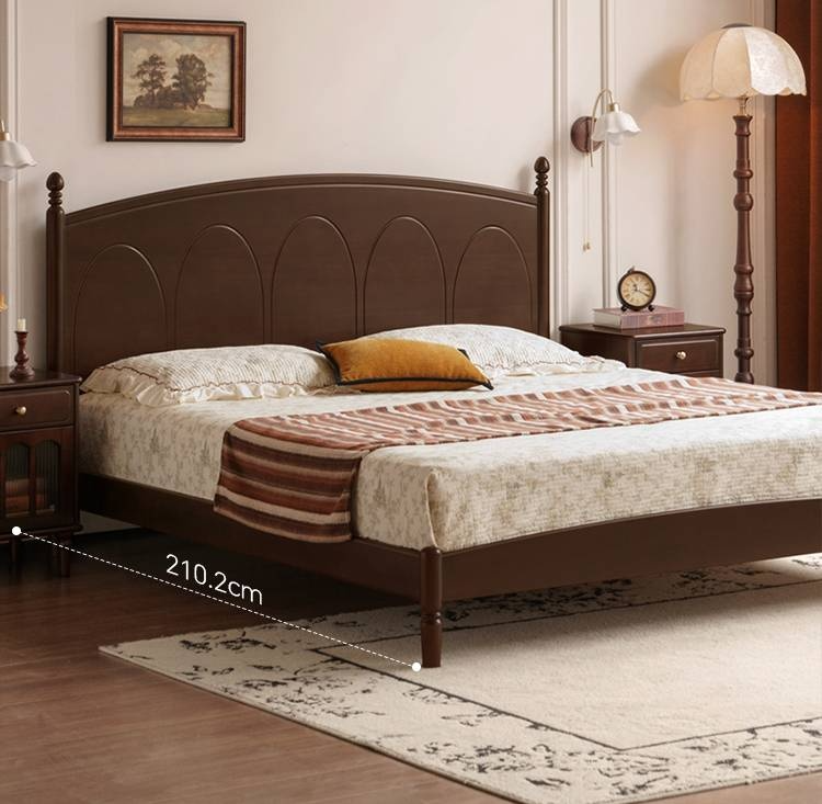 Poplar Solid Wood French Retro Bed