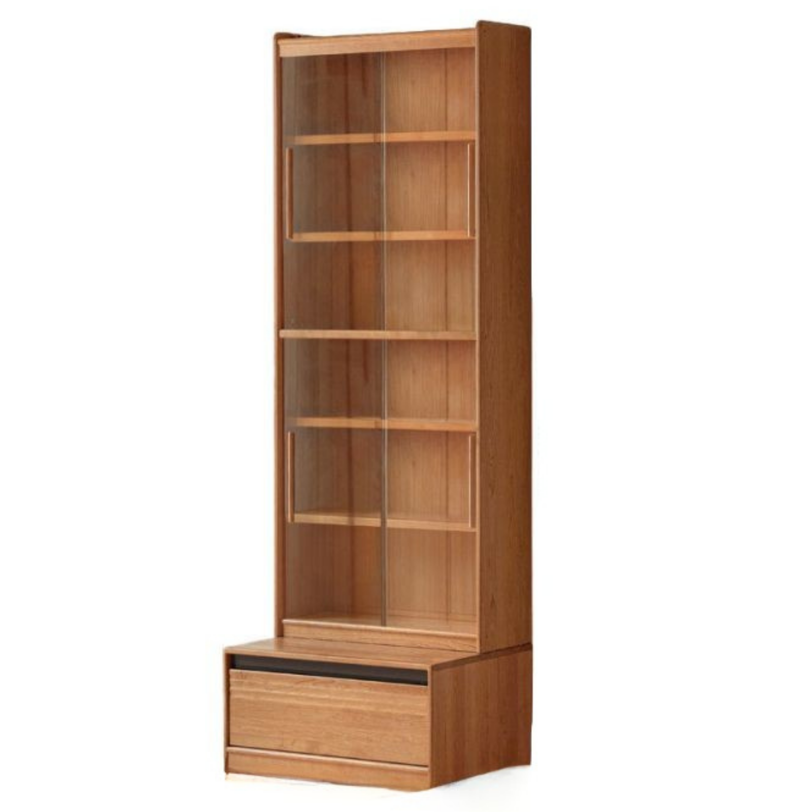 Cherry Solid Wood Bookcase with Wall Integration and Floor Storage Cabinet