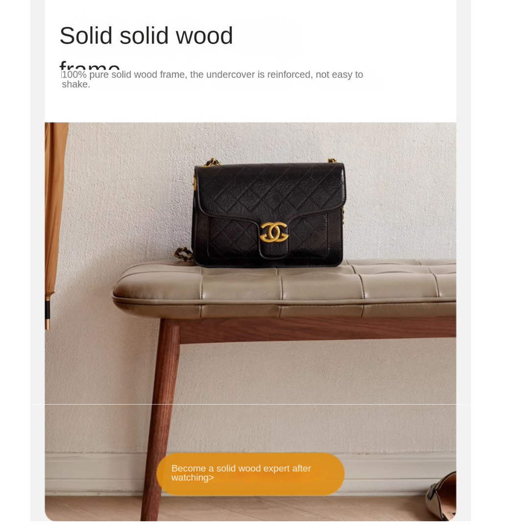 Oak Solid Wood Genuine Leather Bench