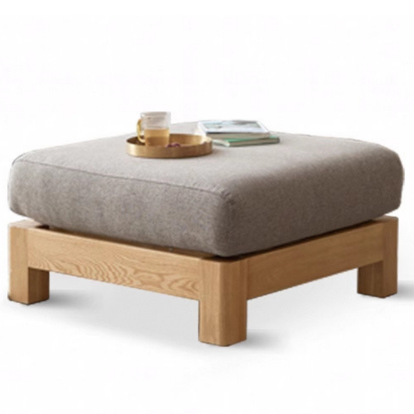 Ash, Oak, Black Walnut Solid Wood Fabric Footstool-