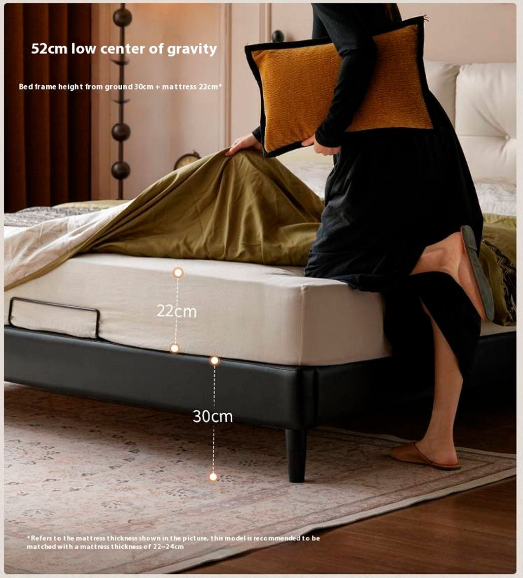 Genuine Leather Soft Bed French Retro Style