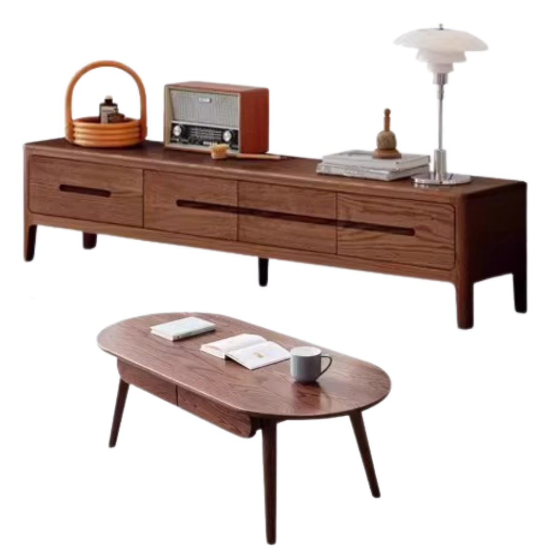 Oak Solid Wood Nordic TV Cabinet.