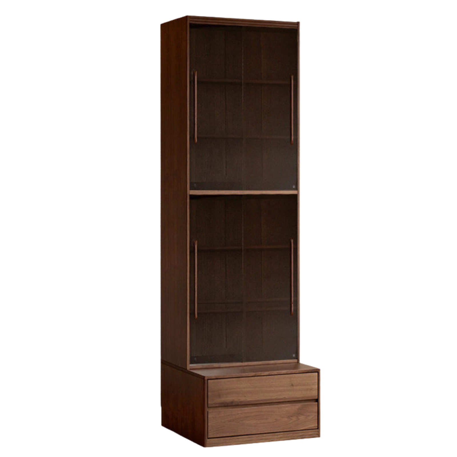 Black Walnut, Sandalwood Solid Wood Light Luxury Combined Bookshelf With Seat