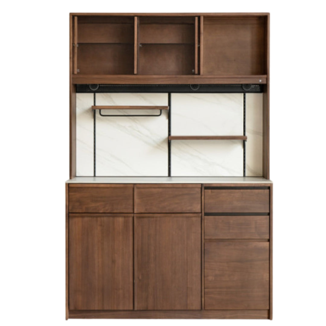 Black Walnut, Sandalwood, Ash Solid Wood Dining Cabinet Antique Style Rock Board