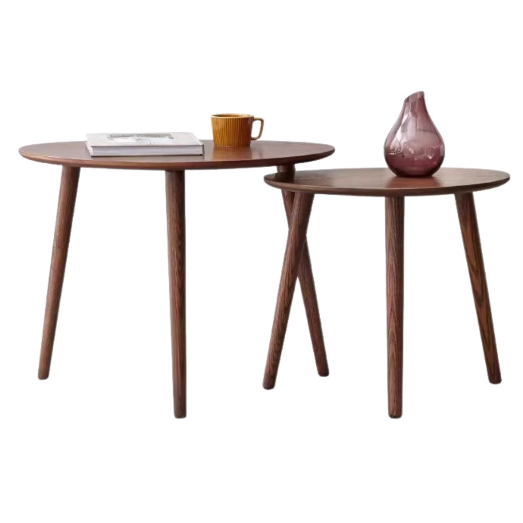 Rubberwood, Oak Solid Wood Walnut Color Side Table