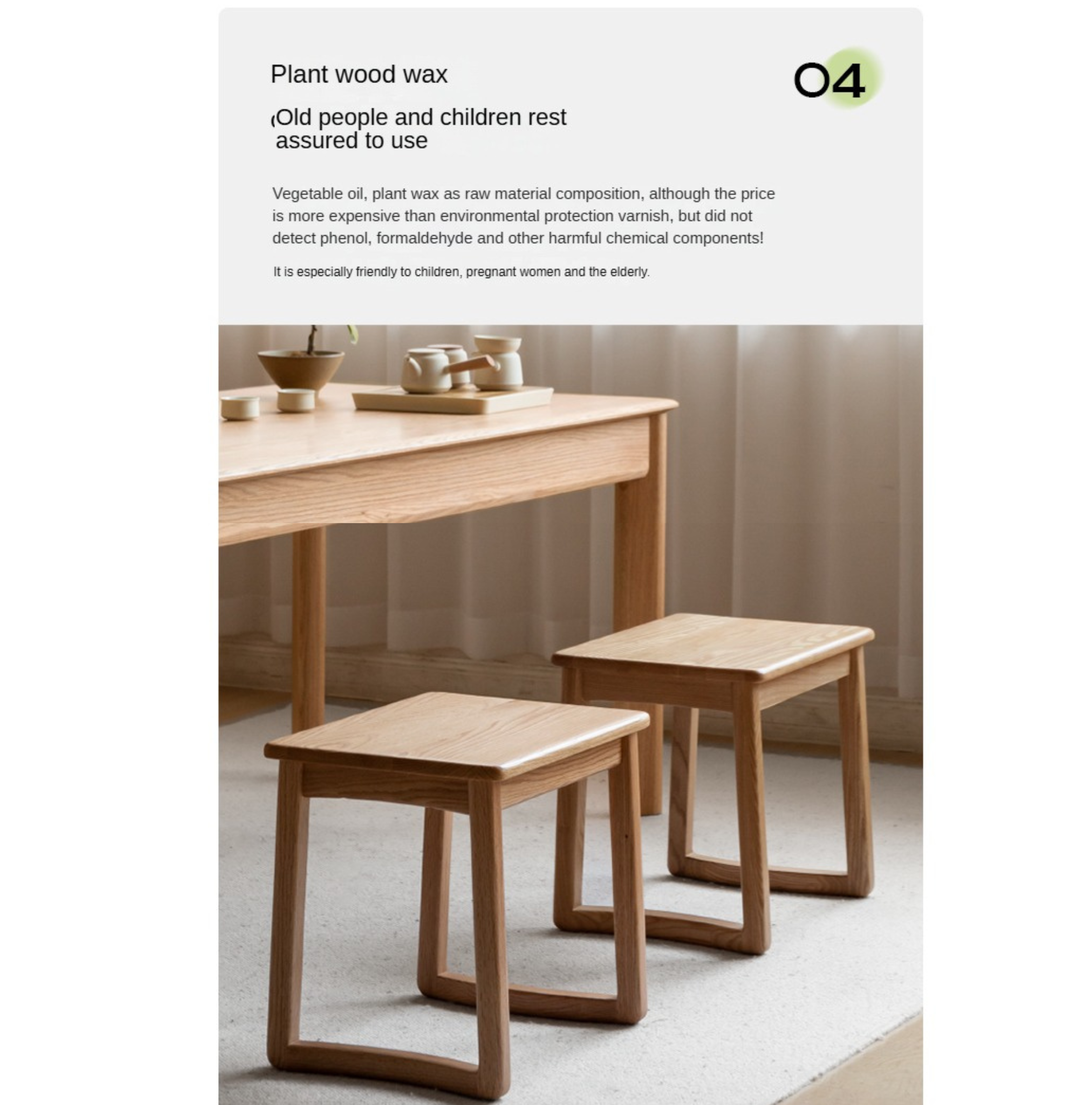 Ash, Oak Solid Wood Tea Stool