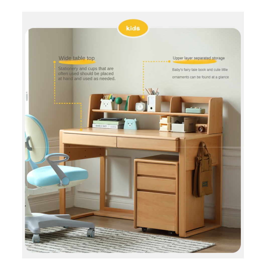 Beech Solid Wood Desk Can Be Lifted and Adjusted