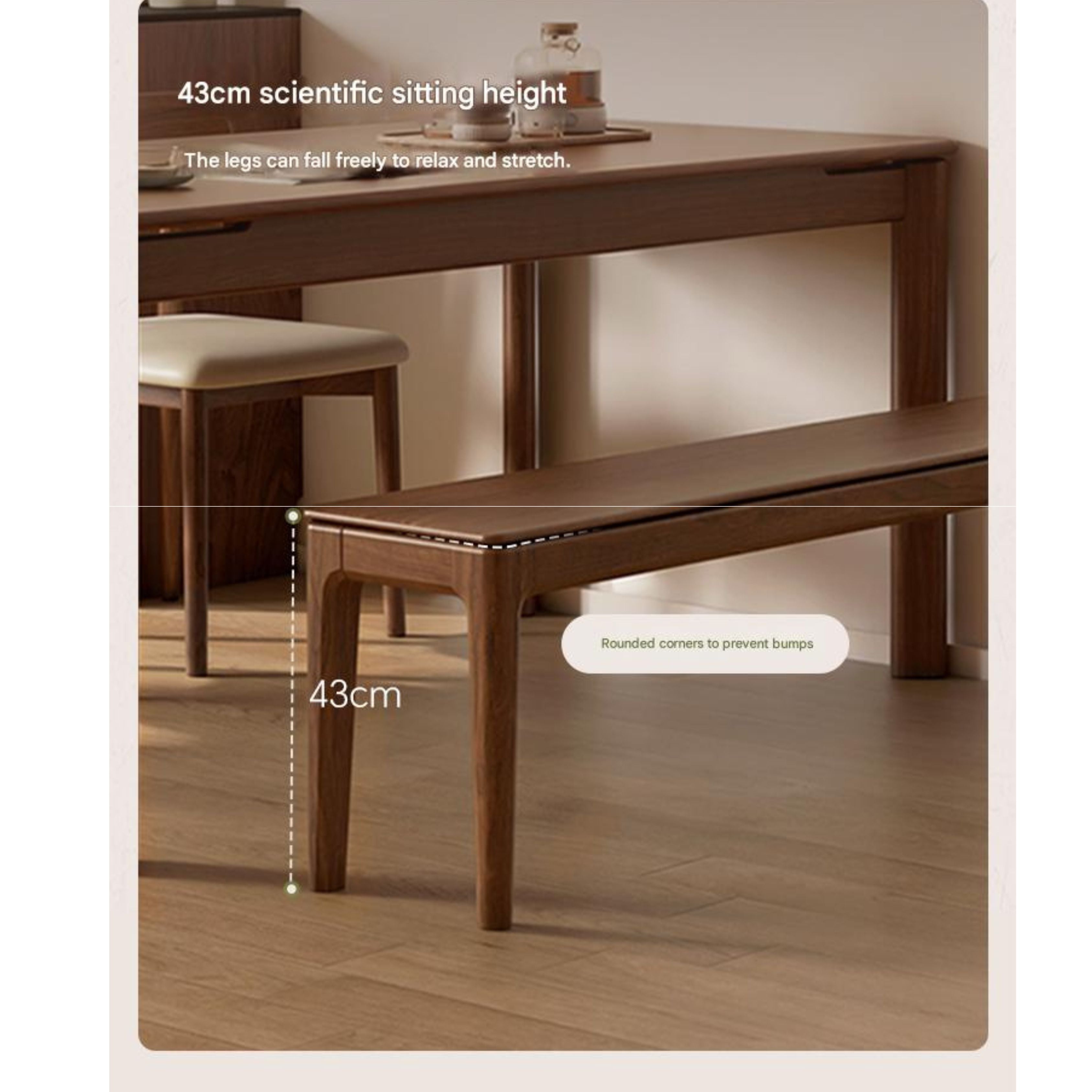 Black Walnut Solid Wood Nordic Long Bench