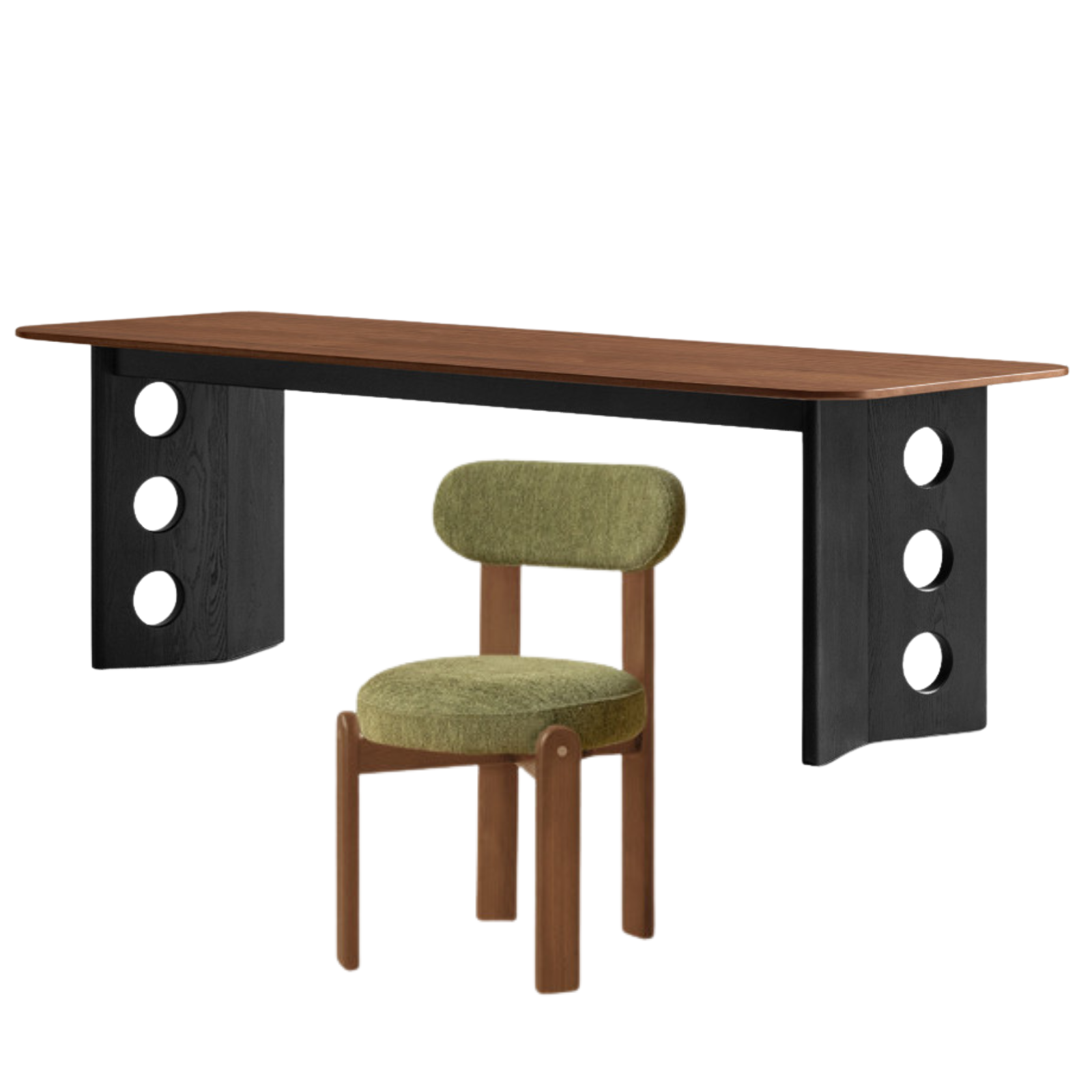 Black Walnut, Ash Solid Wood Retrо Dining Table