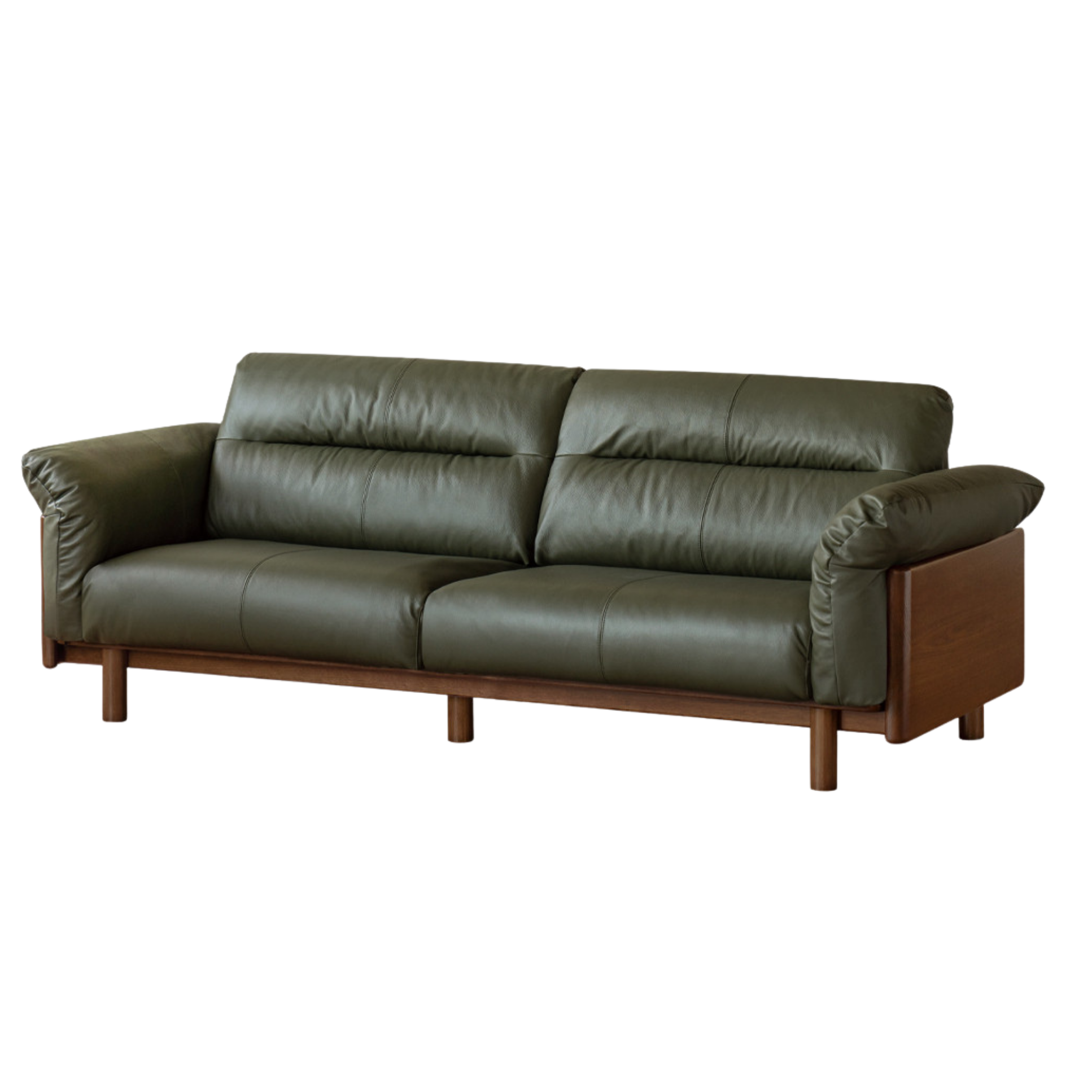 Black Walnut, Oak Solid Wood Sofa Genuine Leather, fabrics