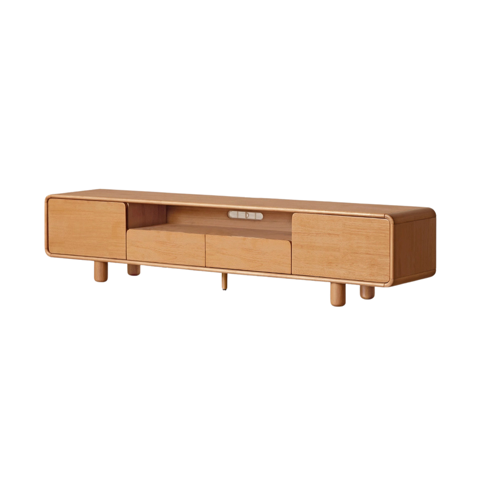 Solid Rubberwood, Oak Solid Wood Scandinavian TV Stand