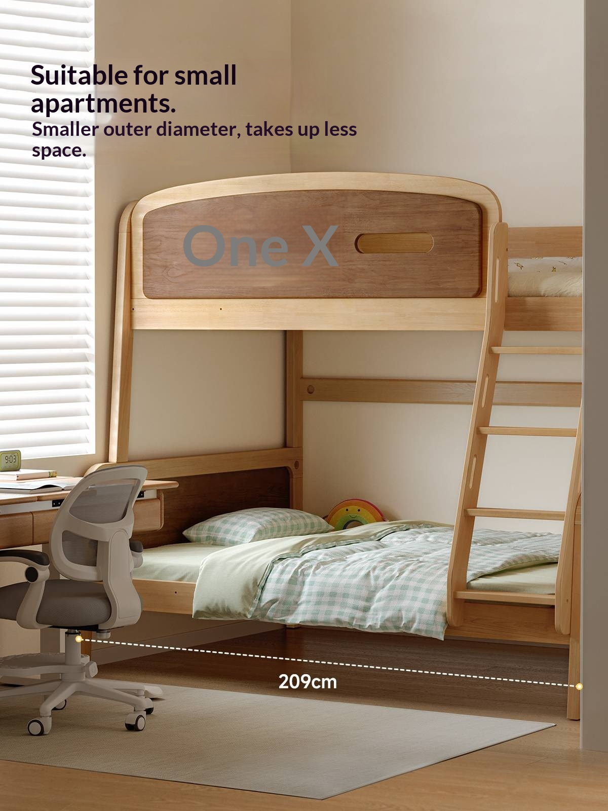 Rubberwood Solid Wood Children's Bunk Bed