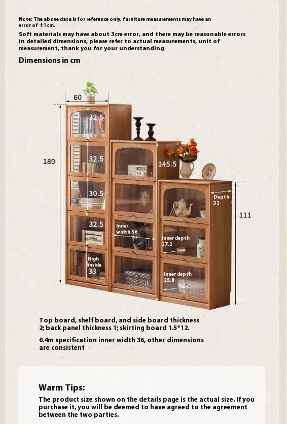 Cherry Solid Wood Ancient Style Floor Bookcase