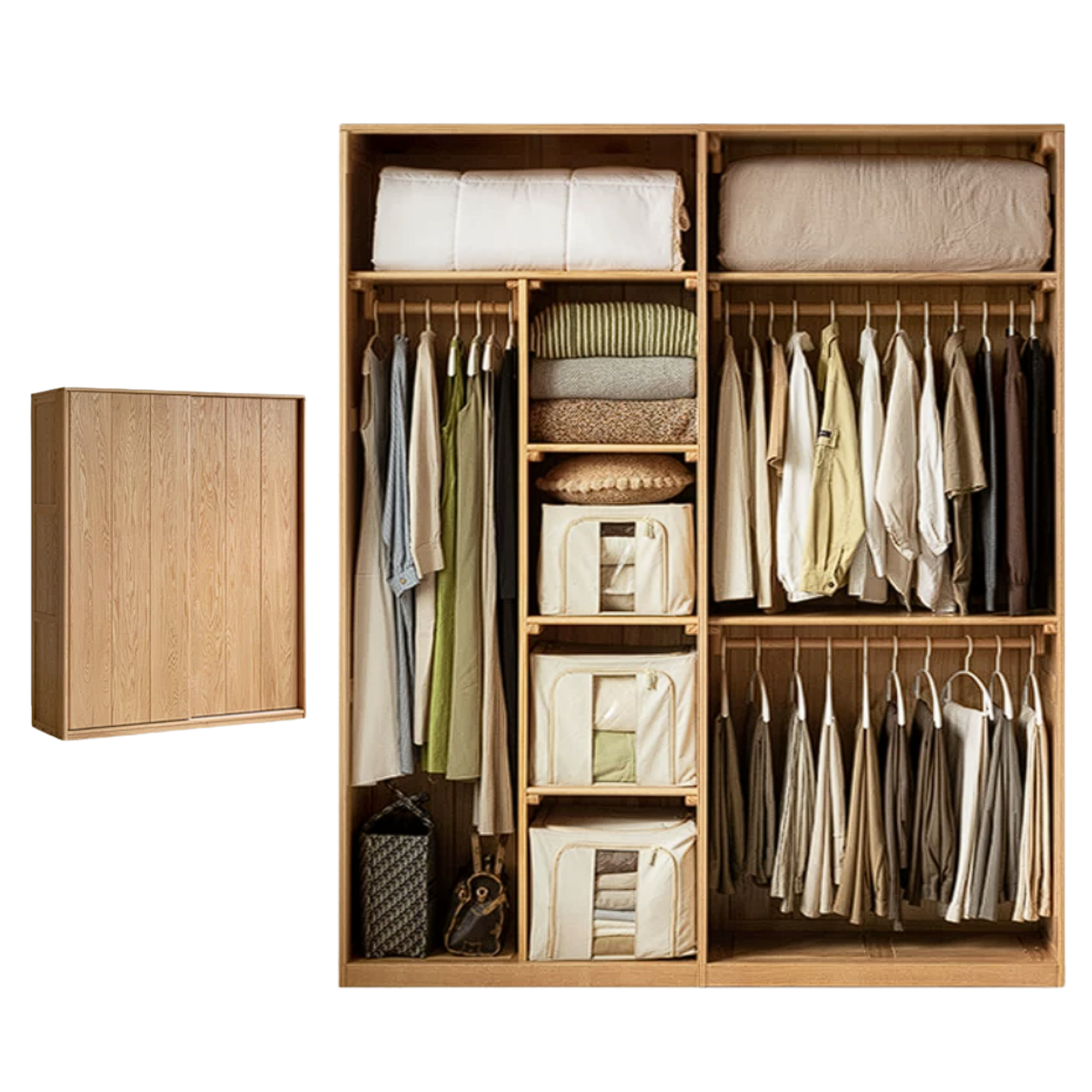Oak Solid Wood Sliding Door Wardrobe