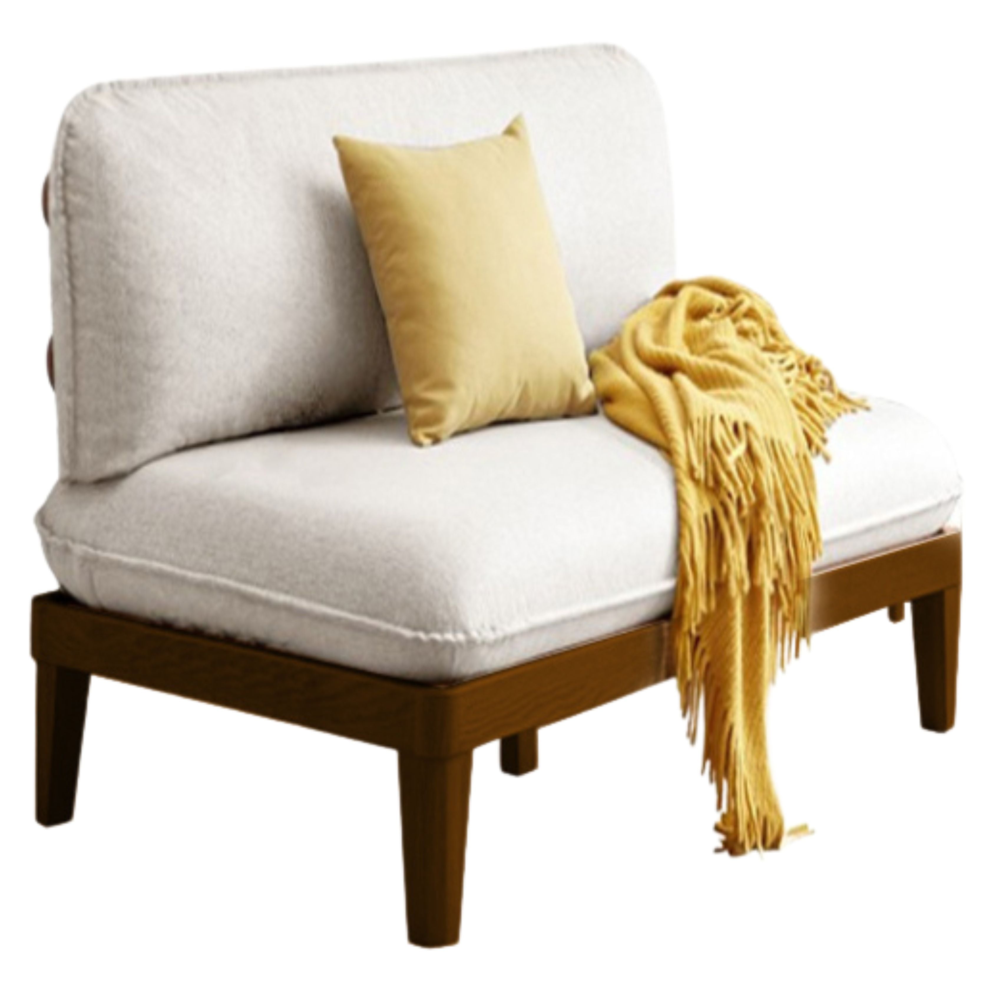 Oak Solid wood Armless Straight Fabric Sofa.