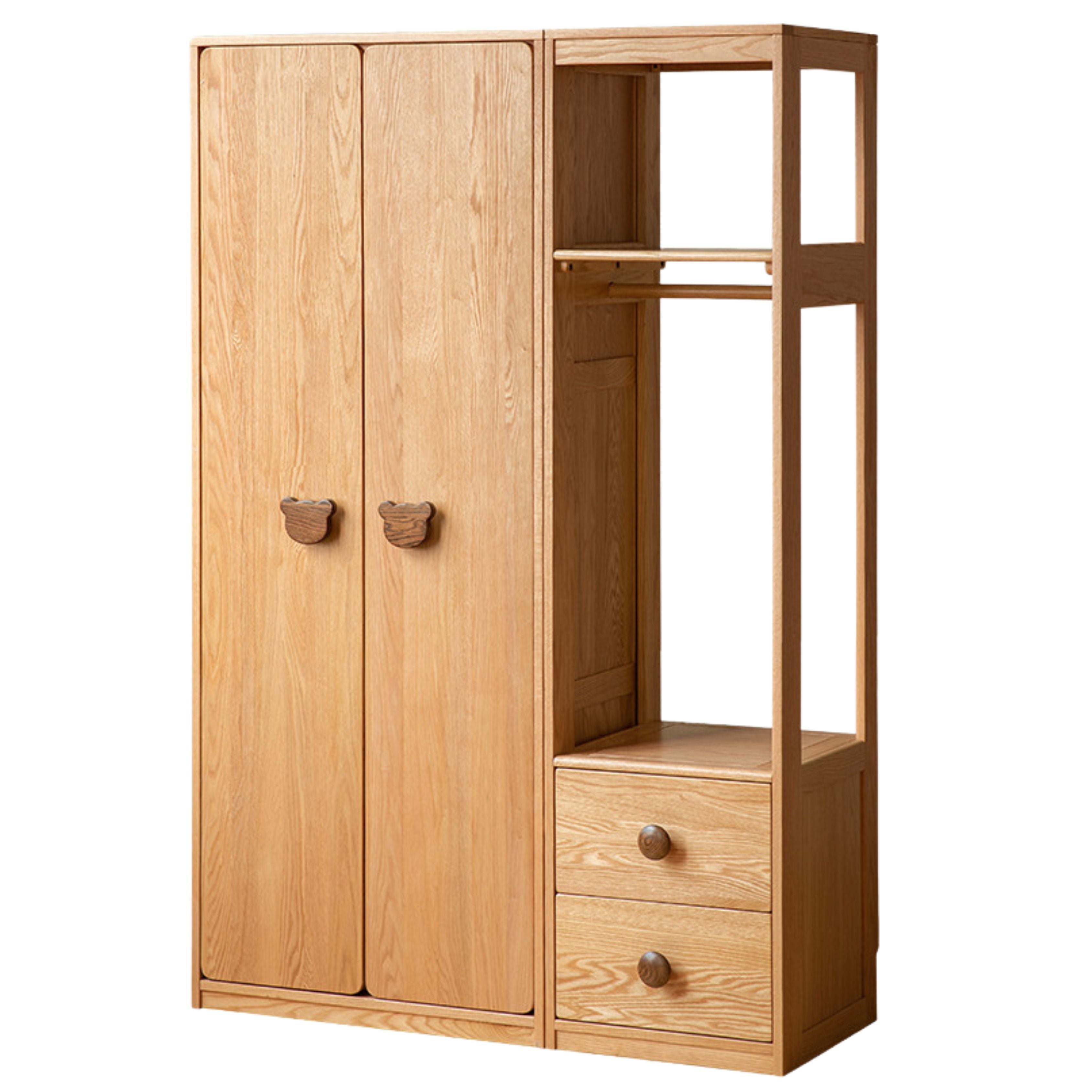 Oak Solid Wood Children's Wardrobe Combination