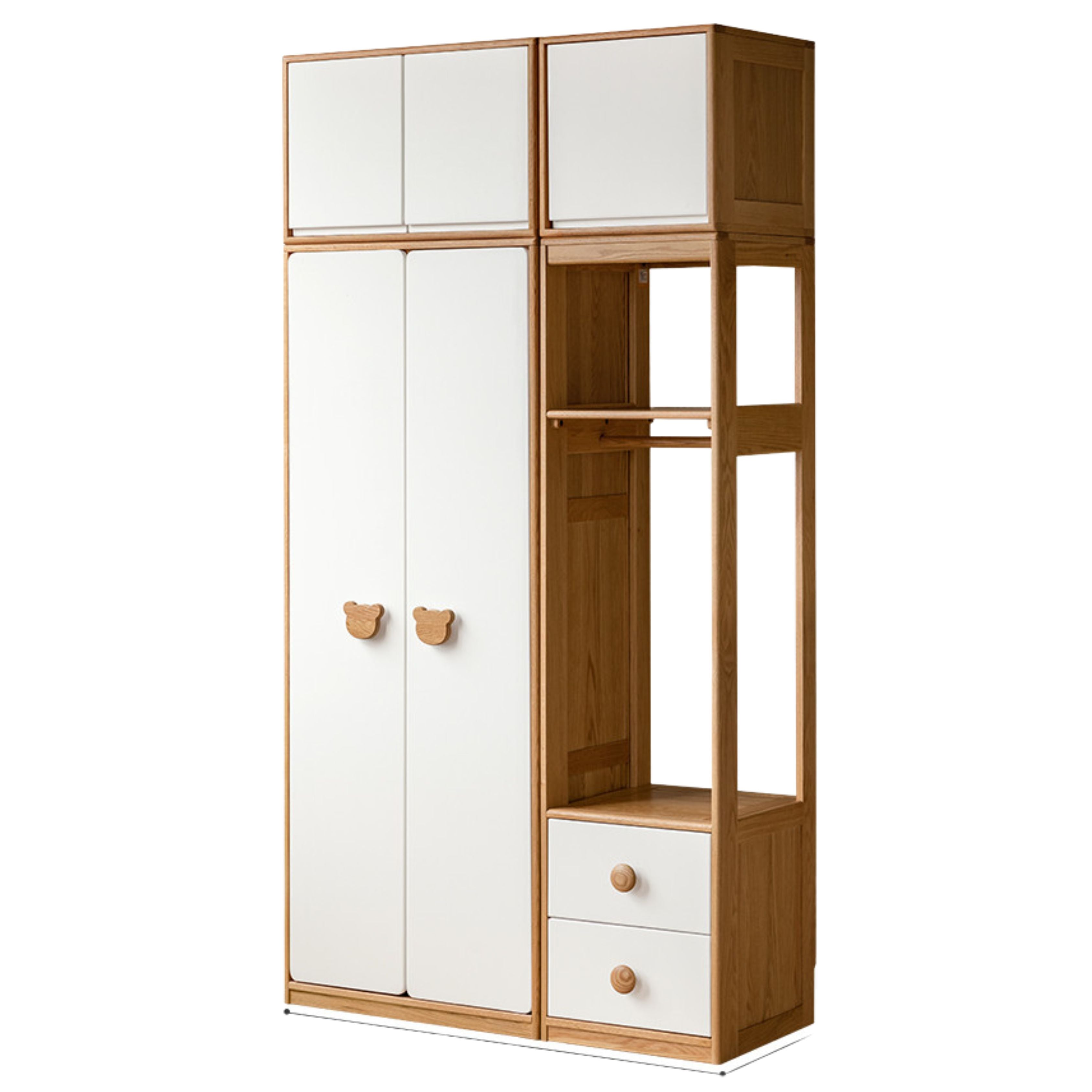Oak Solid Wood Children's Wardrobe Combination