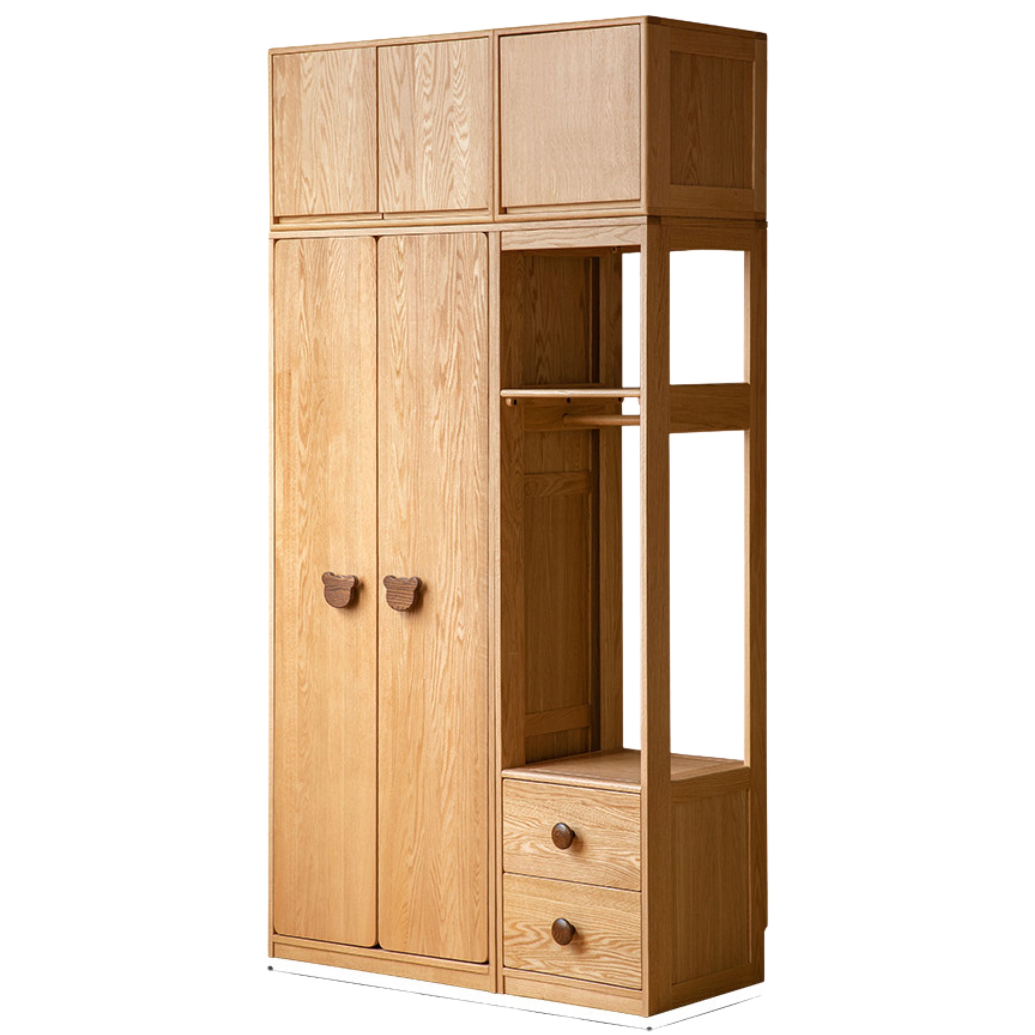 Oak Solid Wood Children's Wardrobe Combination