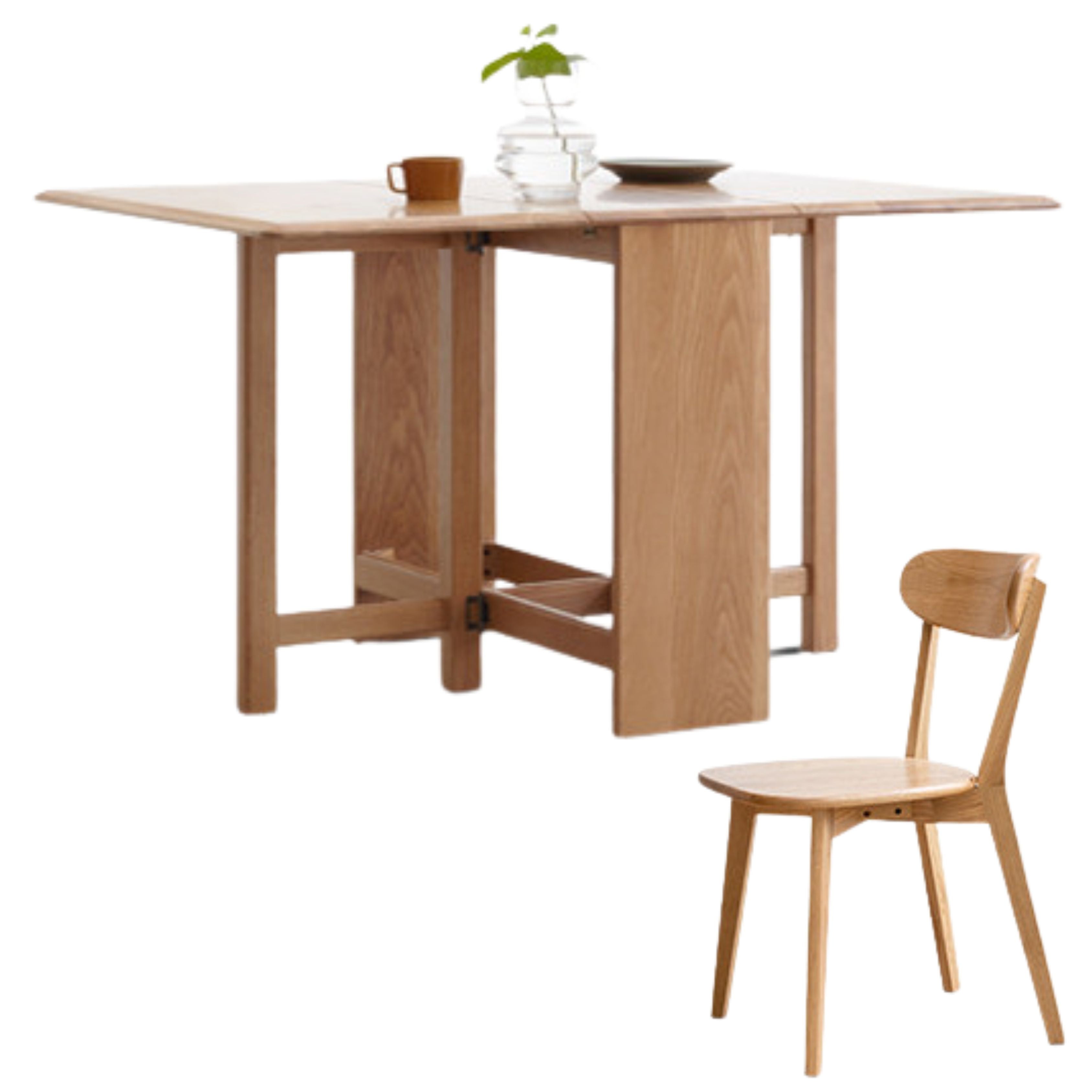 Oak Solid Wood Retractable Dining Table
