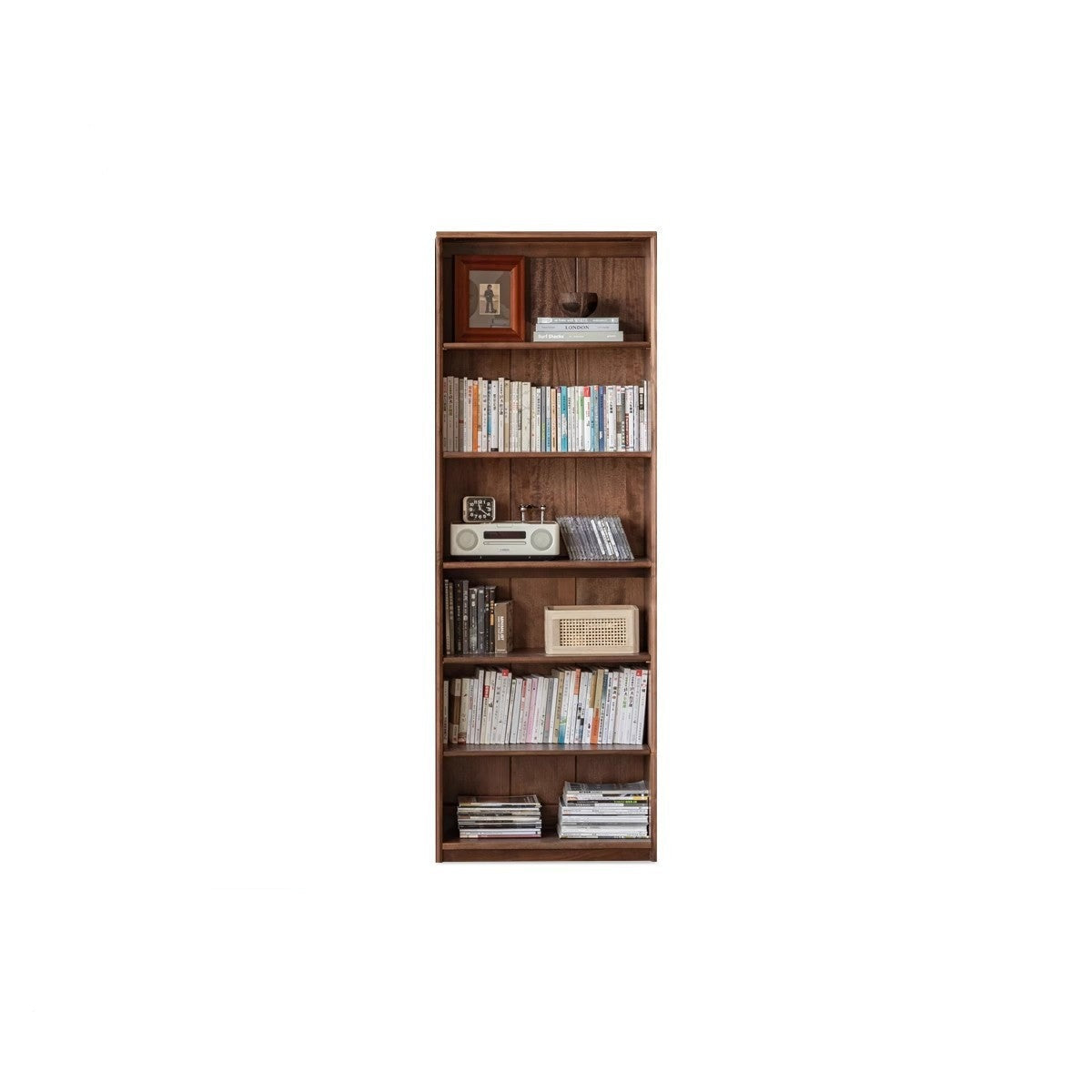 Black Walnut Solid Wood flat glass Double-door bookcase