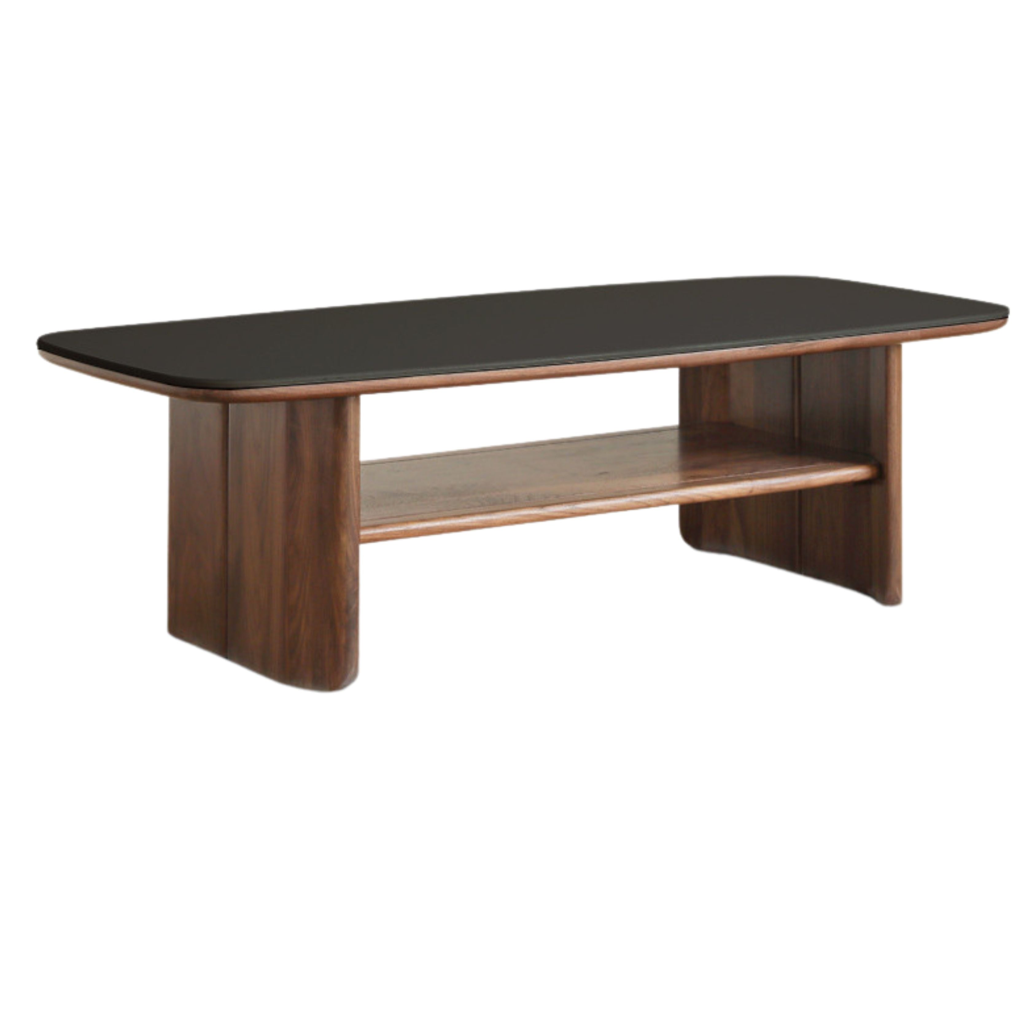 Rubber, Black Walnut, Сherry Solid Wood Rock Plate Coffee Table