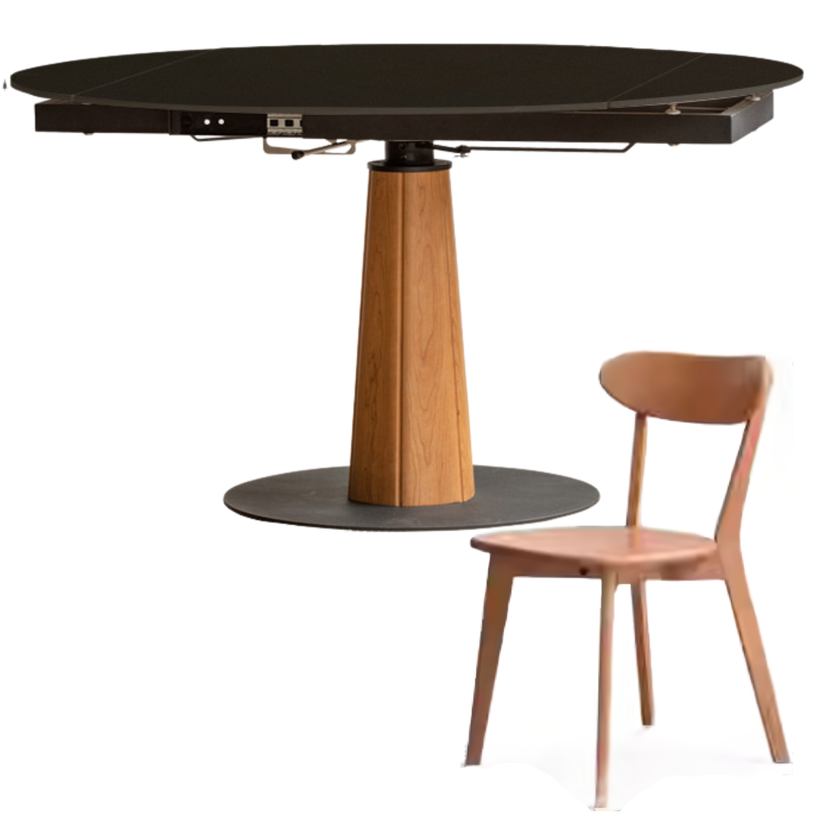 Cherry, Black Walnut, Ash Solid Wood Folding Retro Rock Plate Dining Table