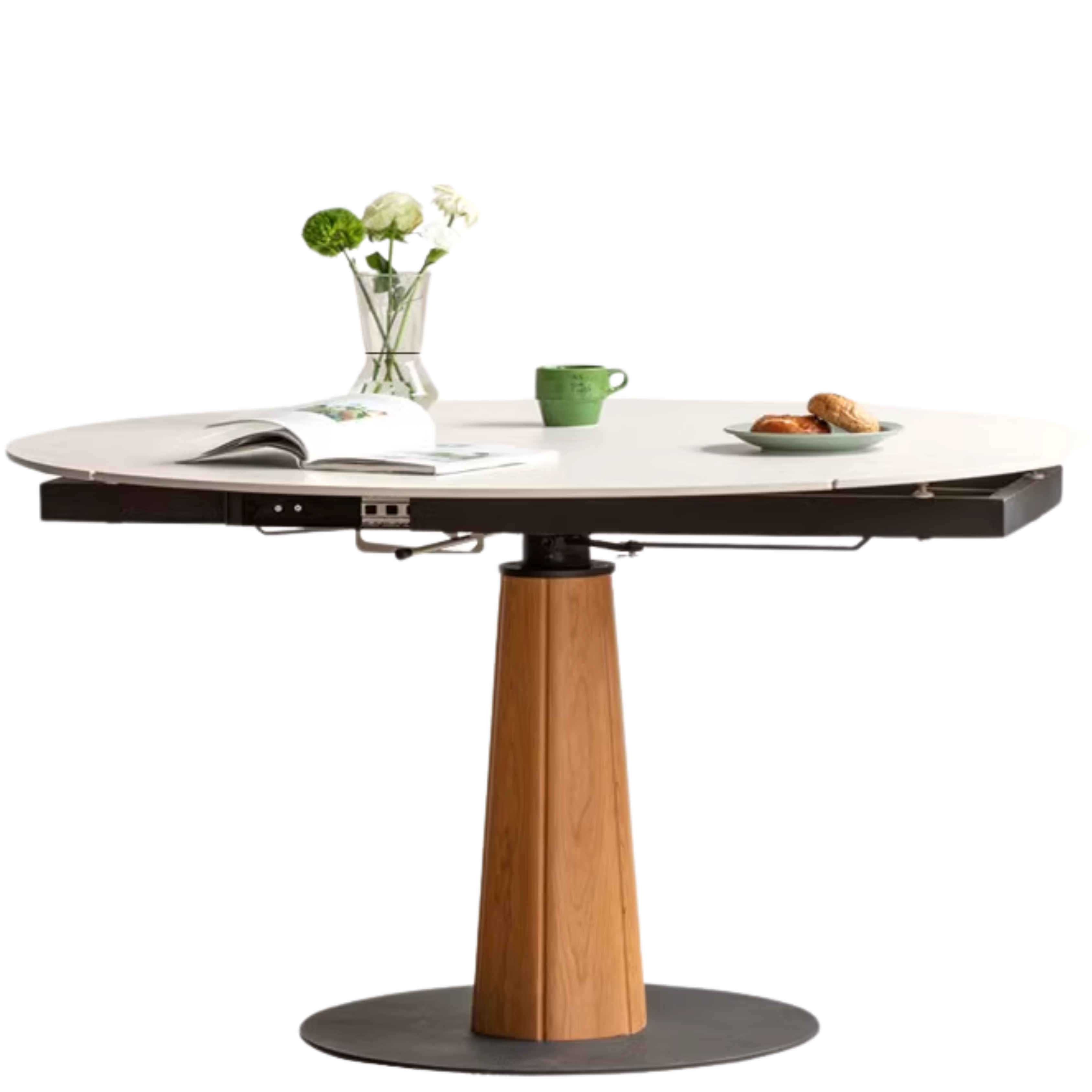 Cherry, Black Walnut, Ash Solid Wood Folding Retro Rock Plate Dining Table