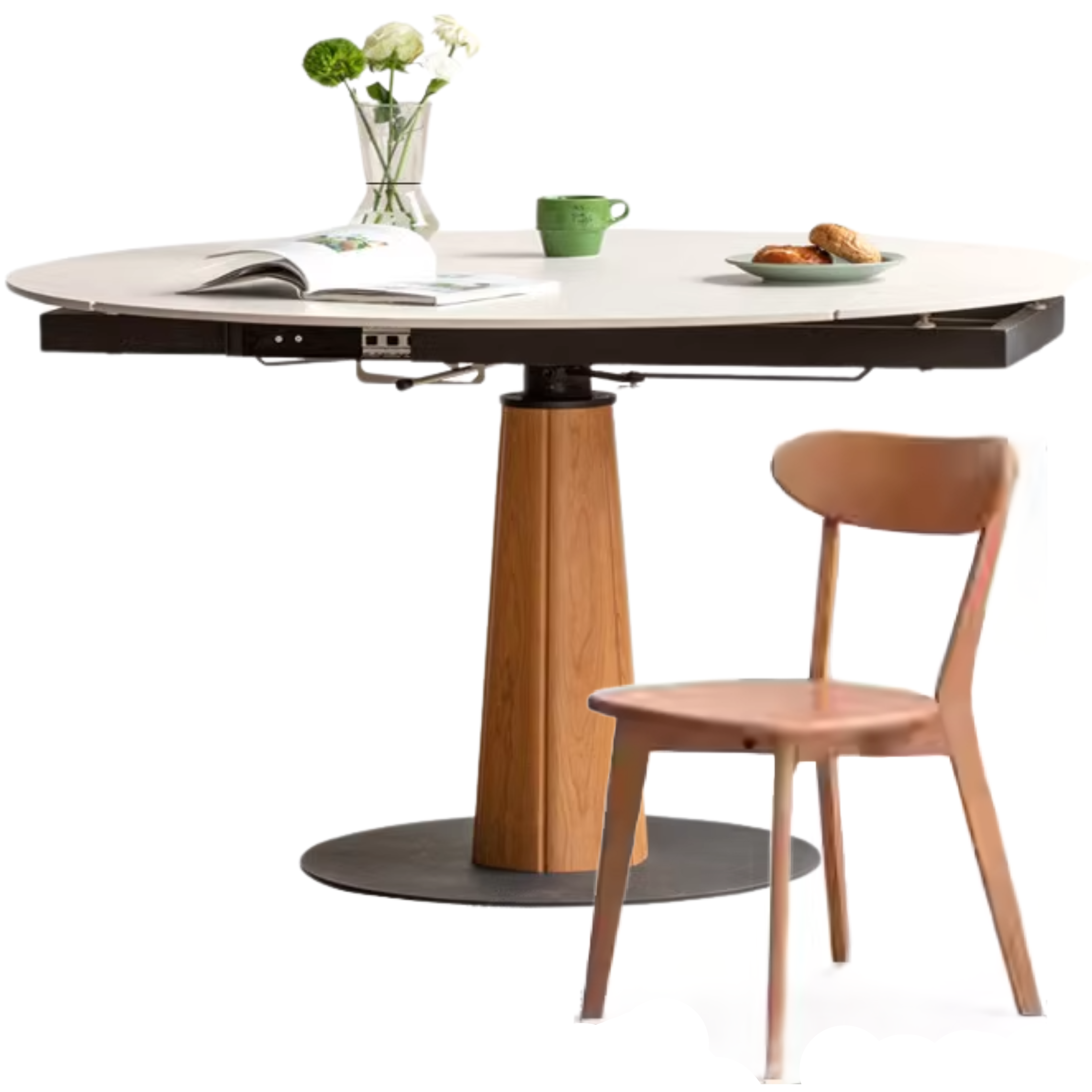 Cherry, Black Walnut, Ash Solid Wood Folding Retro Rock Plate Dining Table