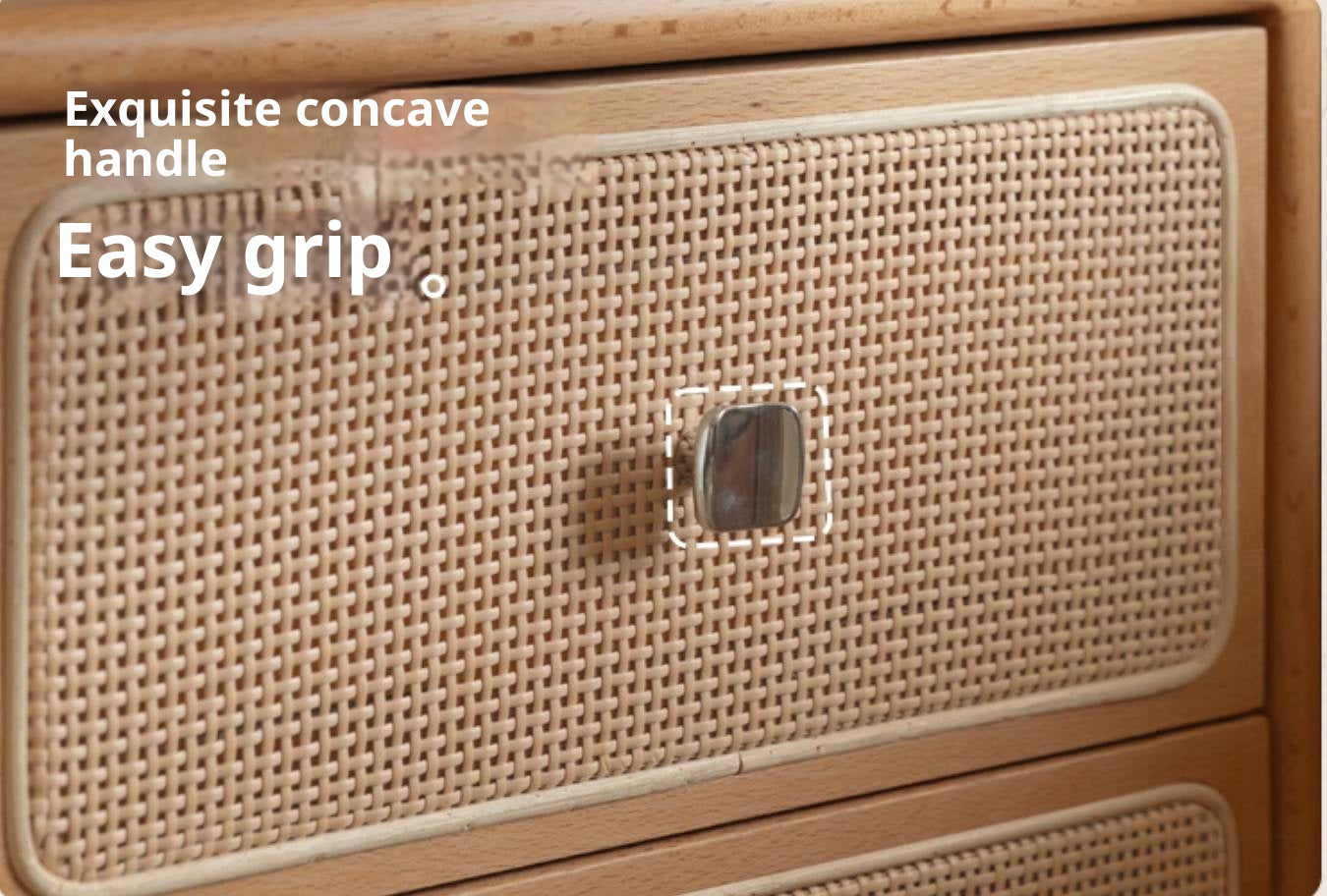 Beech Solid Wood Rattan Log Style Nightstand