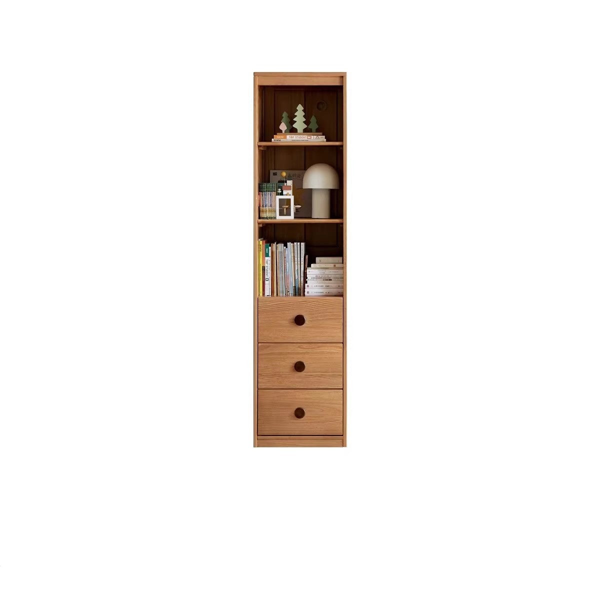 Oak Solid Wood Children's Wardrobe, Bookcase Combination