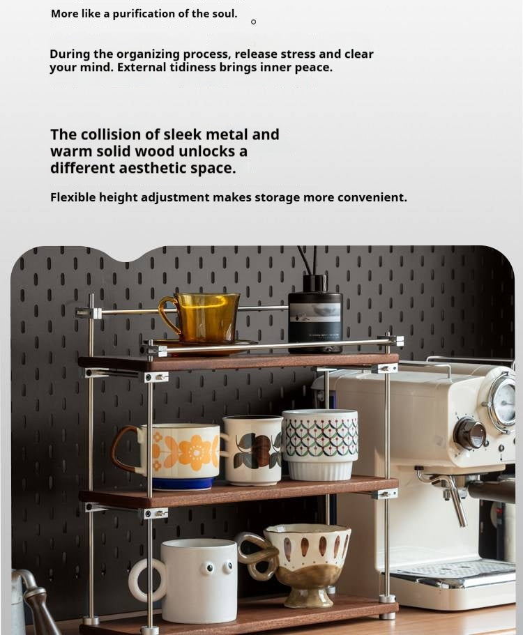 Sapele Solid Wood Multi Layer Storage Rack Antique Style