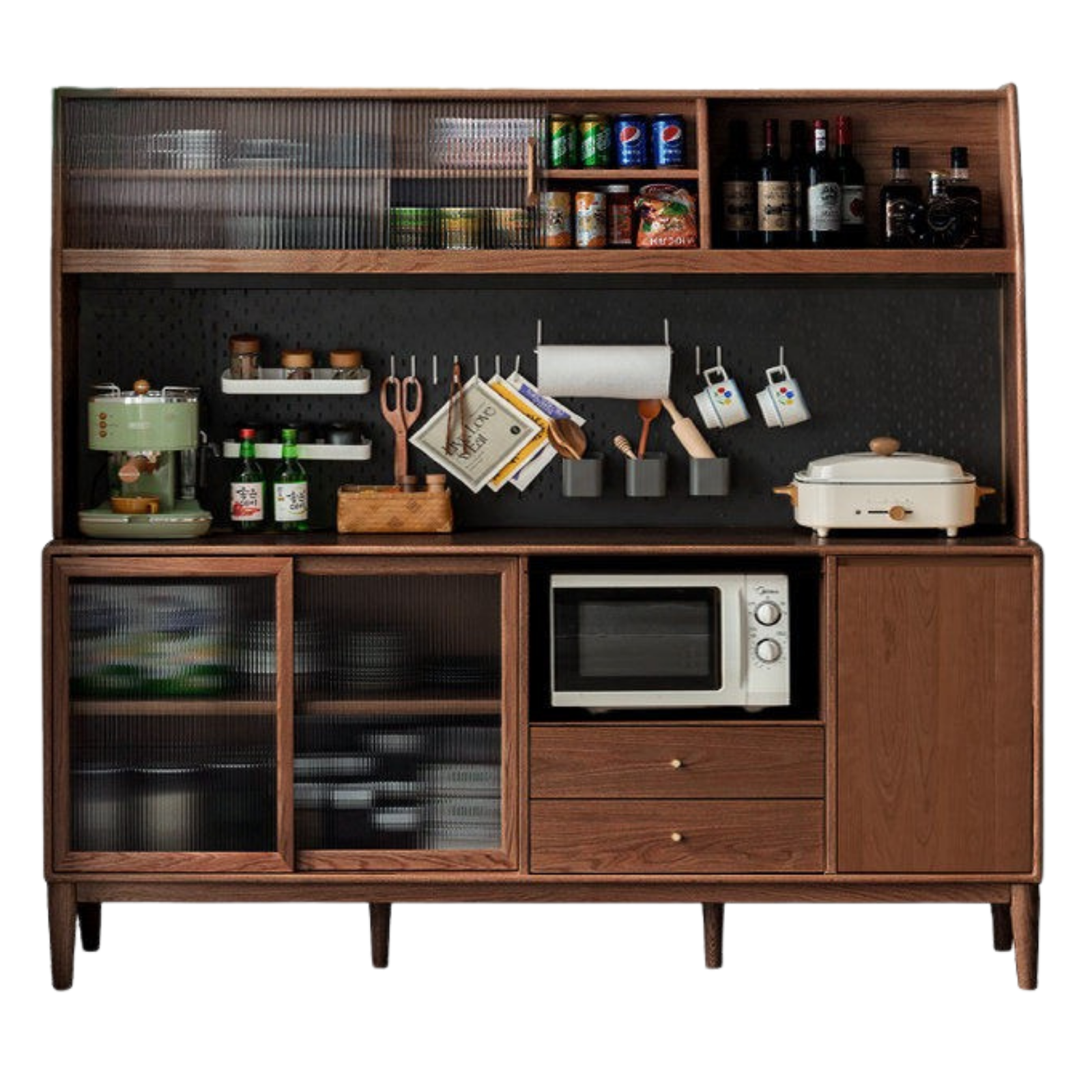 Ash Solid Wood Sideboard High Wine Cabinet Buffet