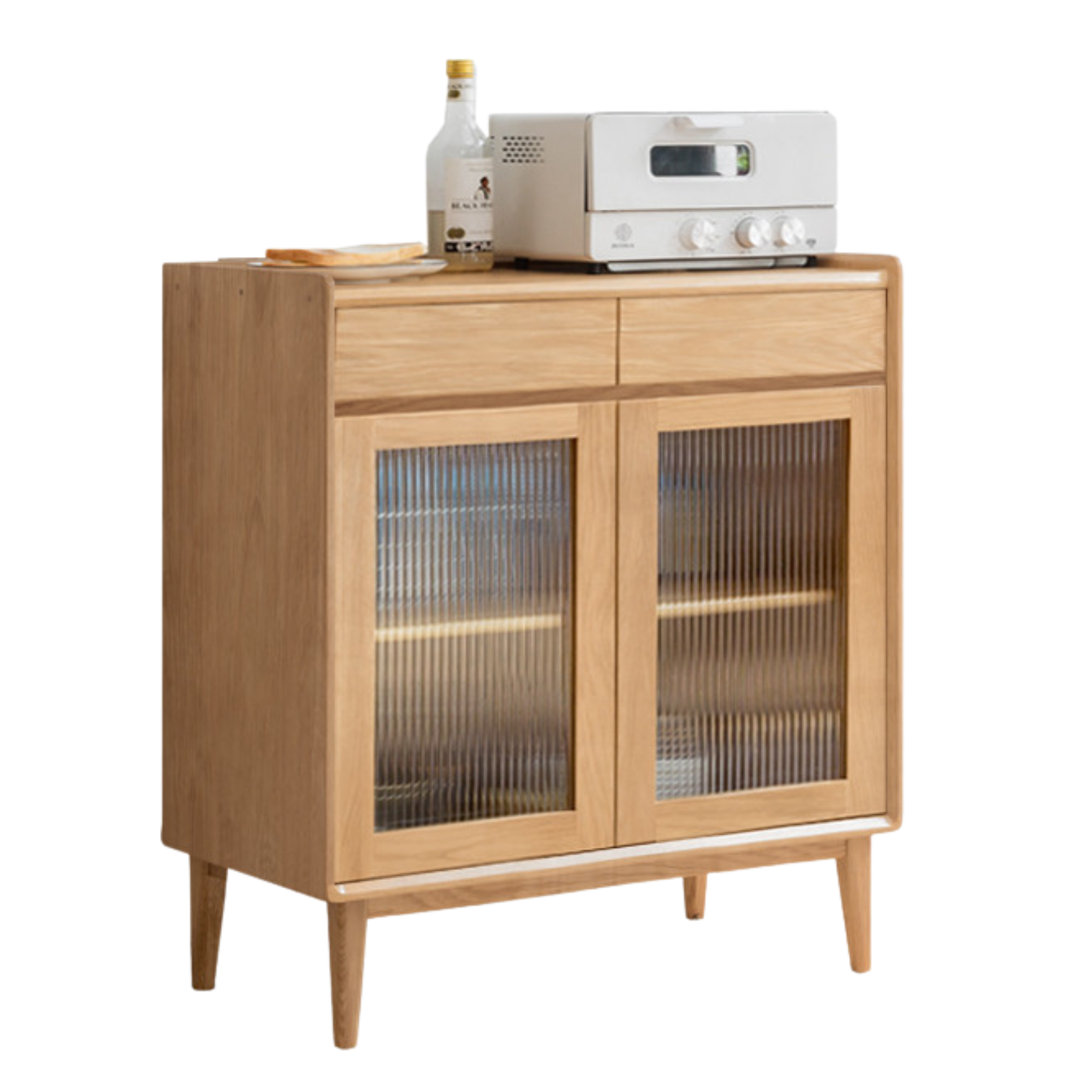 Oak Solid Wood, Solid RubberWood Nordic Modern Sideboard