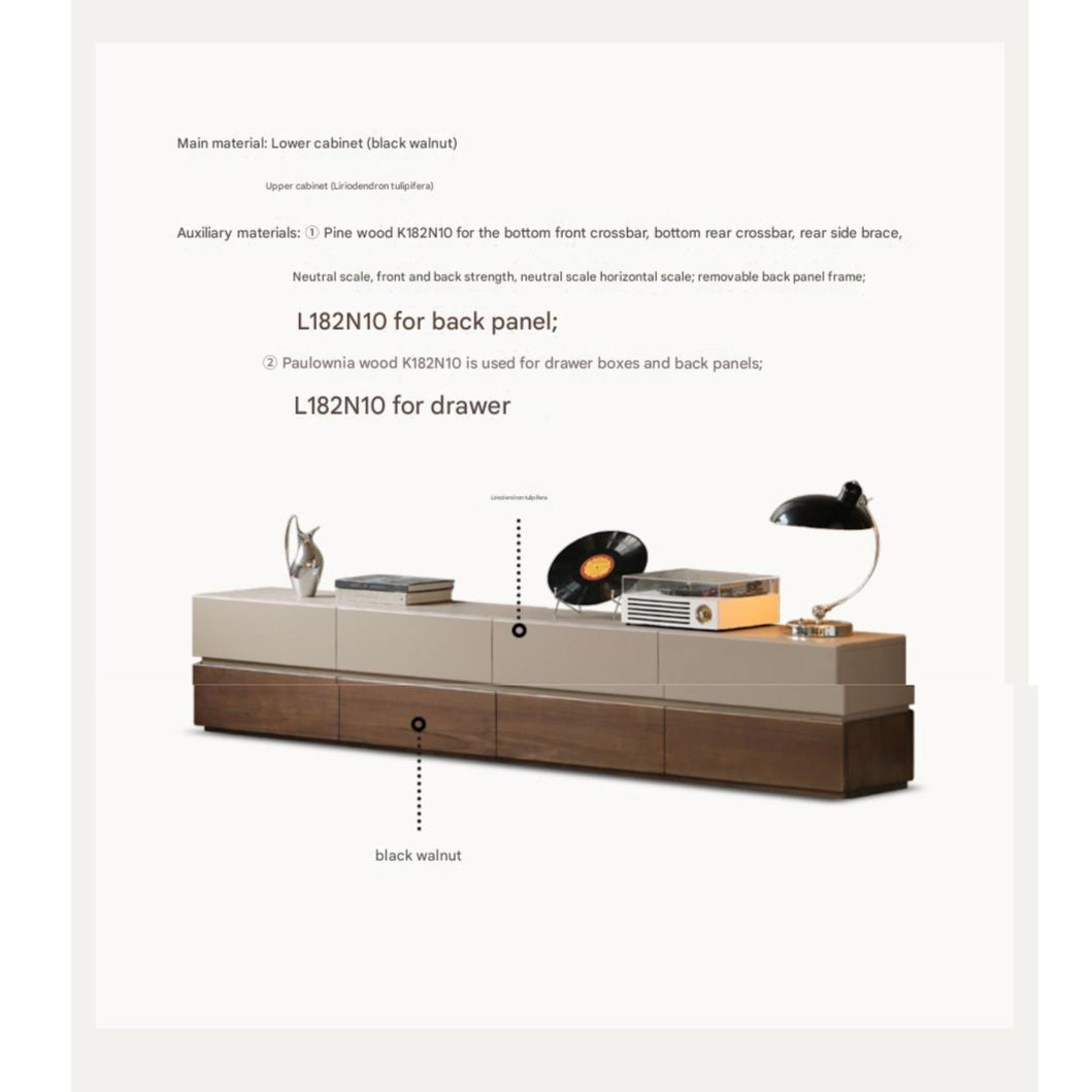 Black Walnut Solid Wood Italian Light Luxury Floor TV Cabinet.