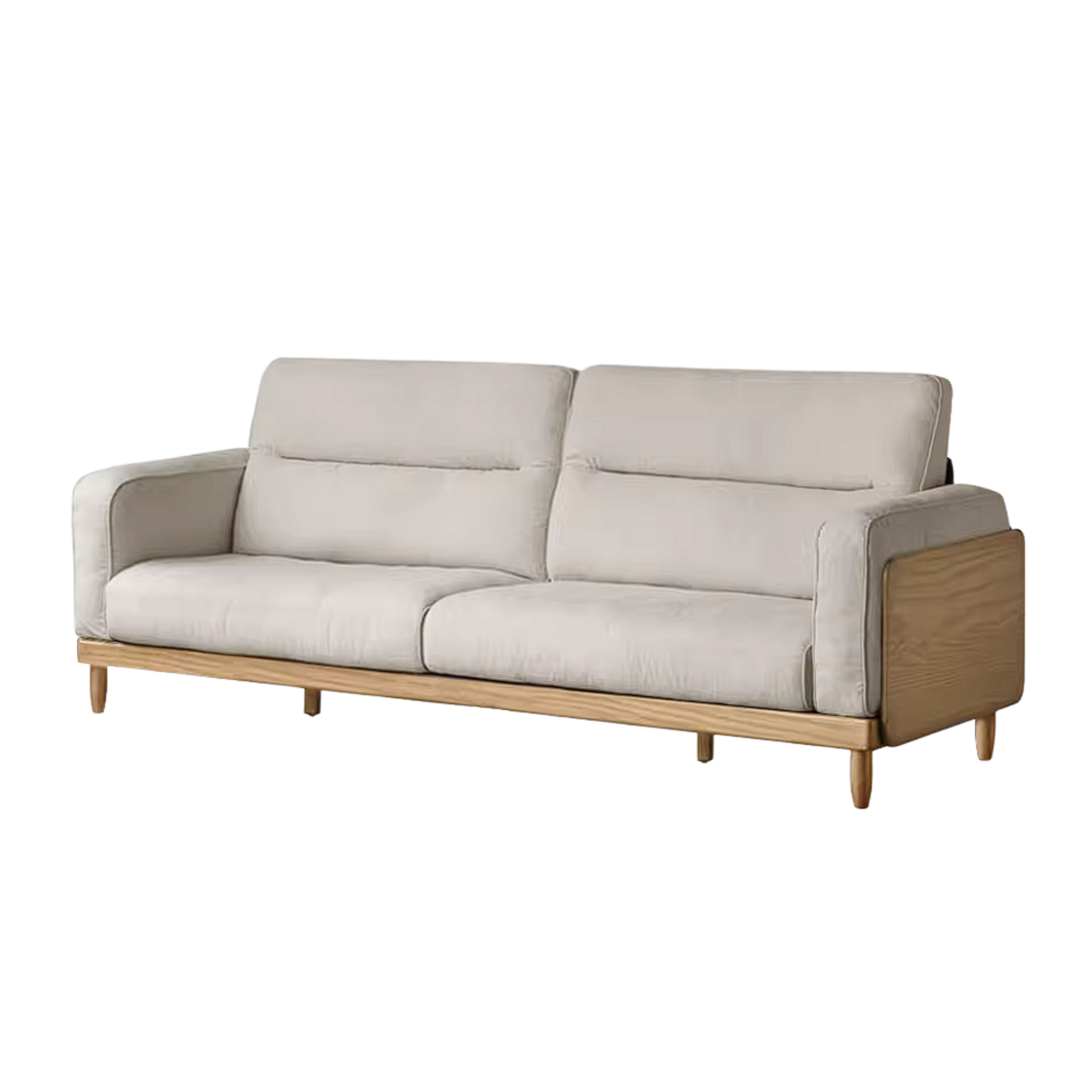 Oak, Ash Solid Wood Sofa with Exposed Wood Frame Arms