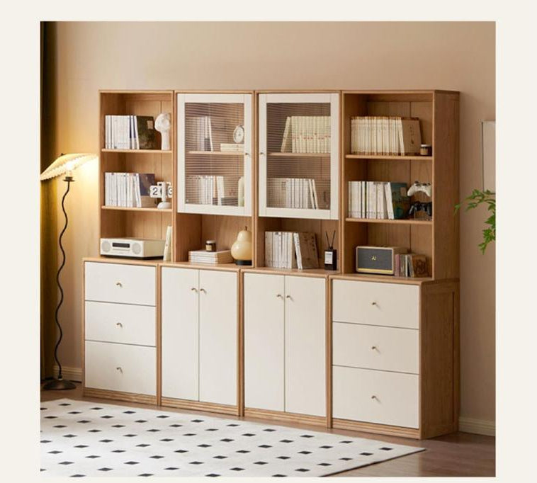 Oak Solid Wood, Solid Rubberwood Combination Bookcase