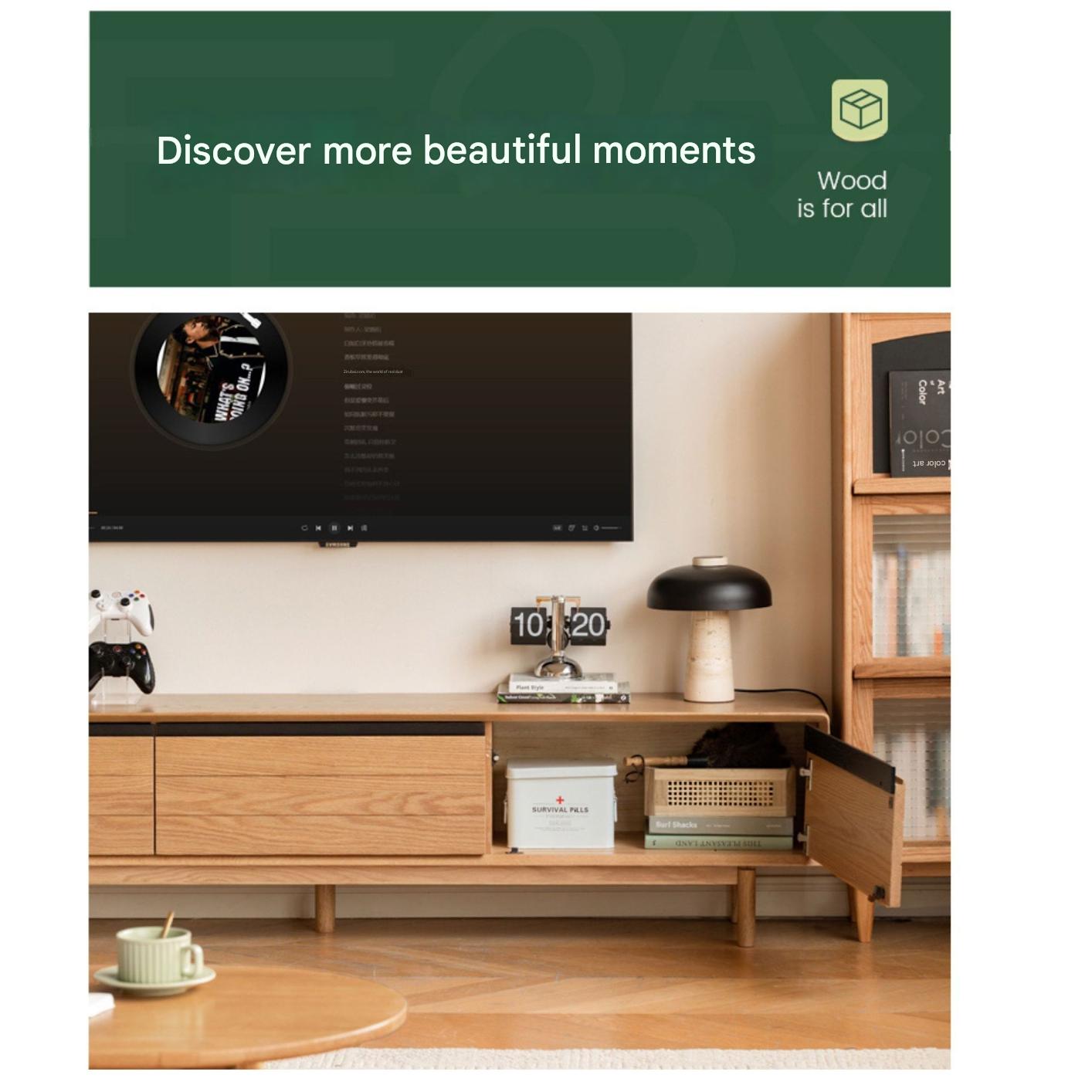 Oak Solid Wood Modern TV Cabinet.