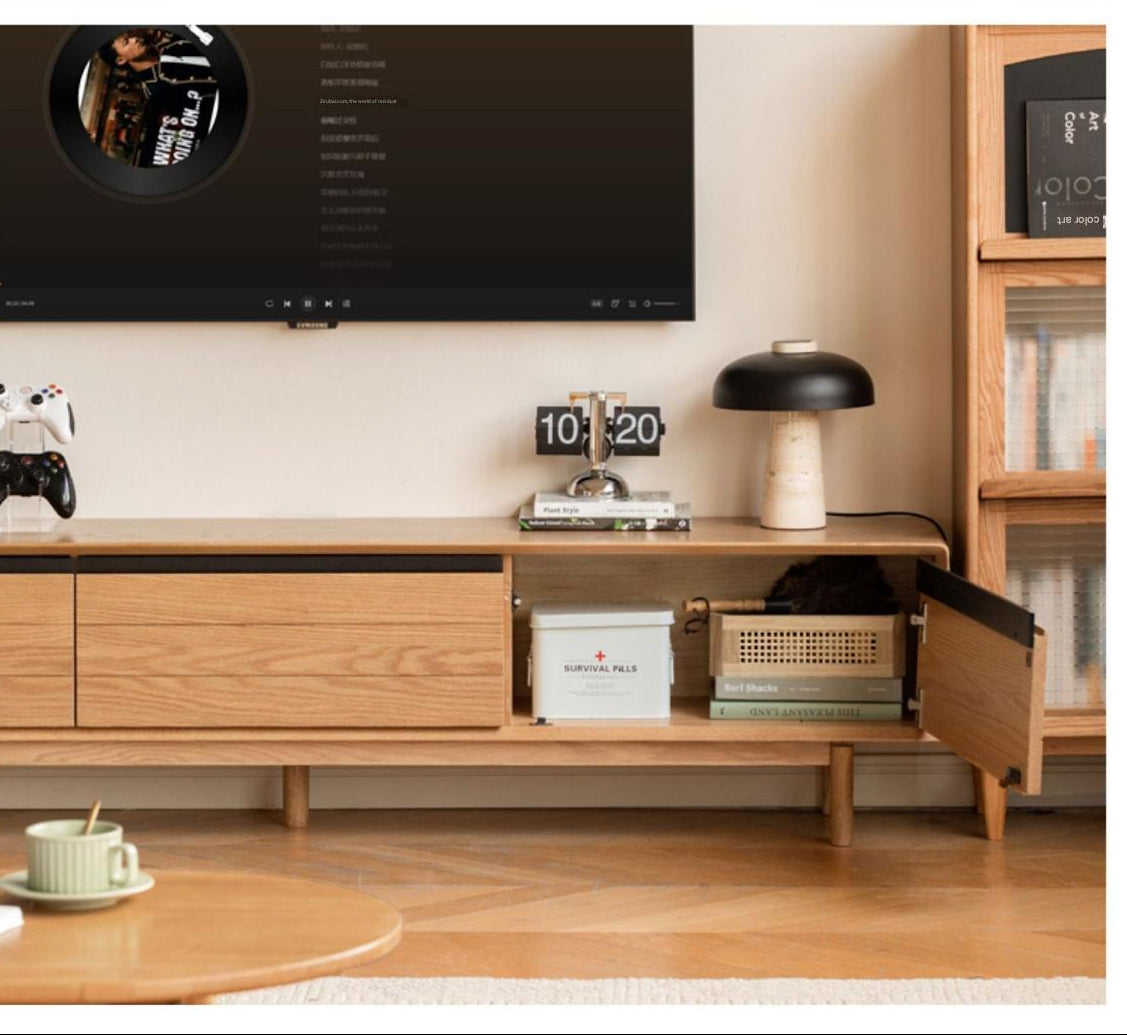 Oak Solid Wood Modern TV Cabinet.