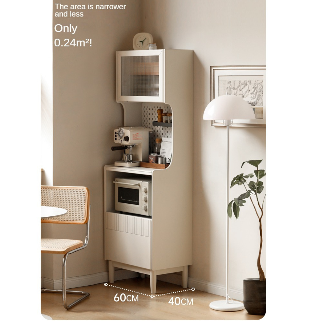 Poplar Solid Wood Sideboard Narrow Cream Style