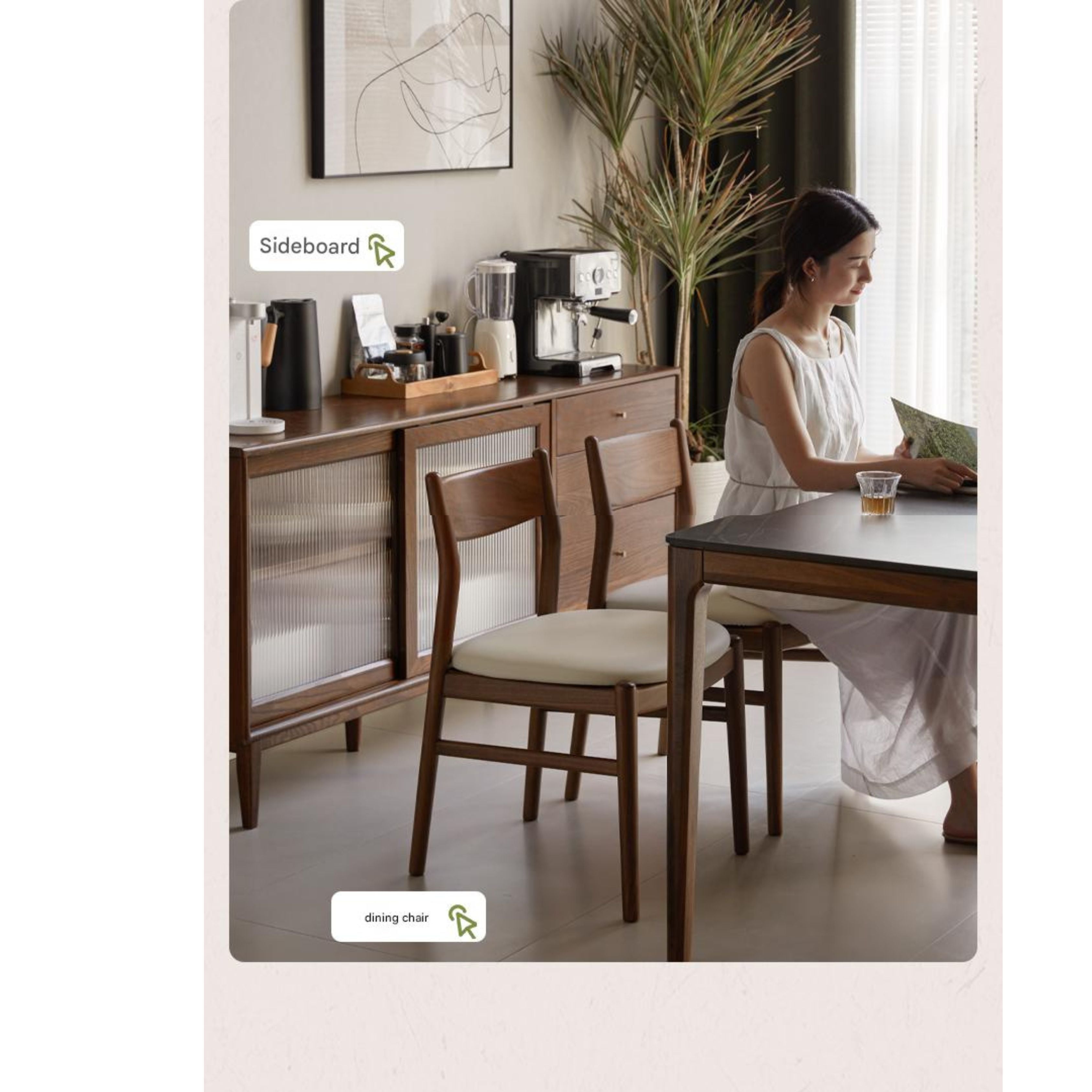 4 pcs Black Walnut, Ash, Oak, White Oak, Beech, Sandalwood Solid Wood Dining Chair Retro