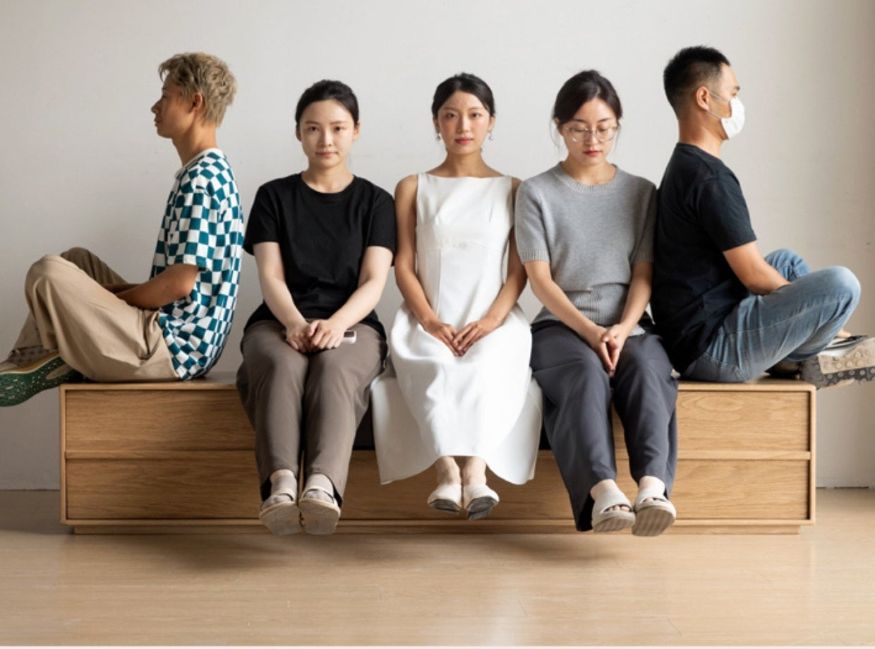 White Oak, Ash Solid Wood Wabi-sabi Style TV Cabinet