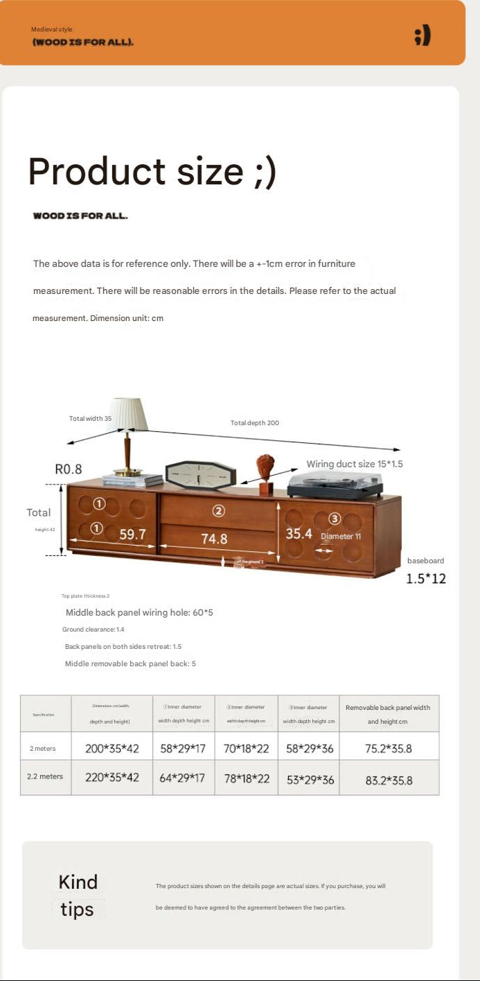 Poplar Solid Wood Medieval Style Retro TV Cabinet.