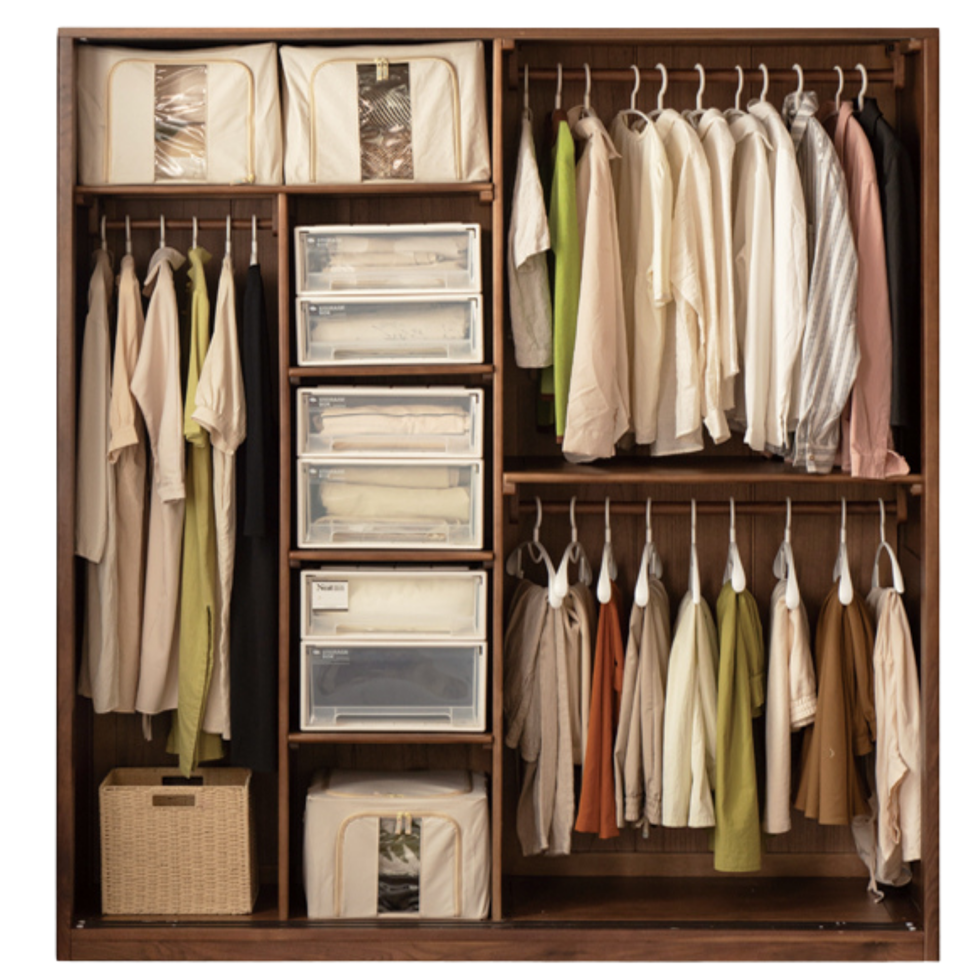 Black Walnut Solid Wood Sliding Door Wardrobe.
