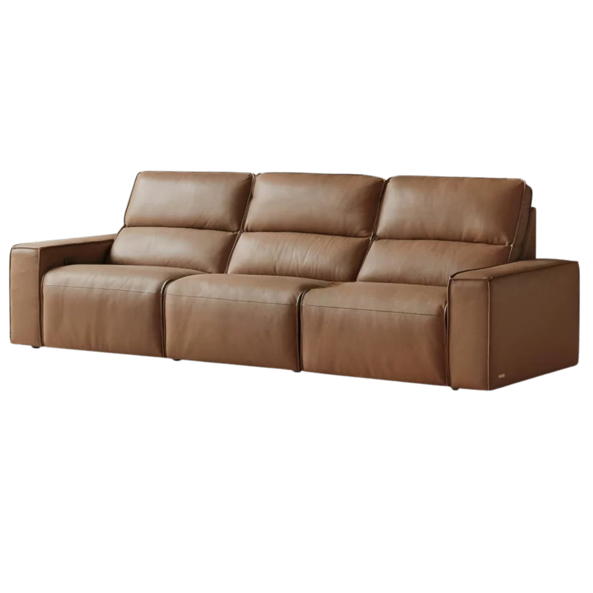 Genuine Leather Power Reclining Sofa with Adjustable Headrests and USB Charging