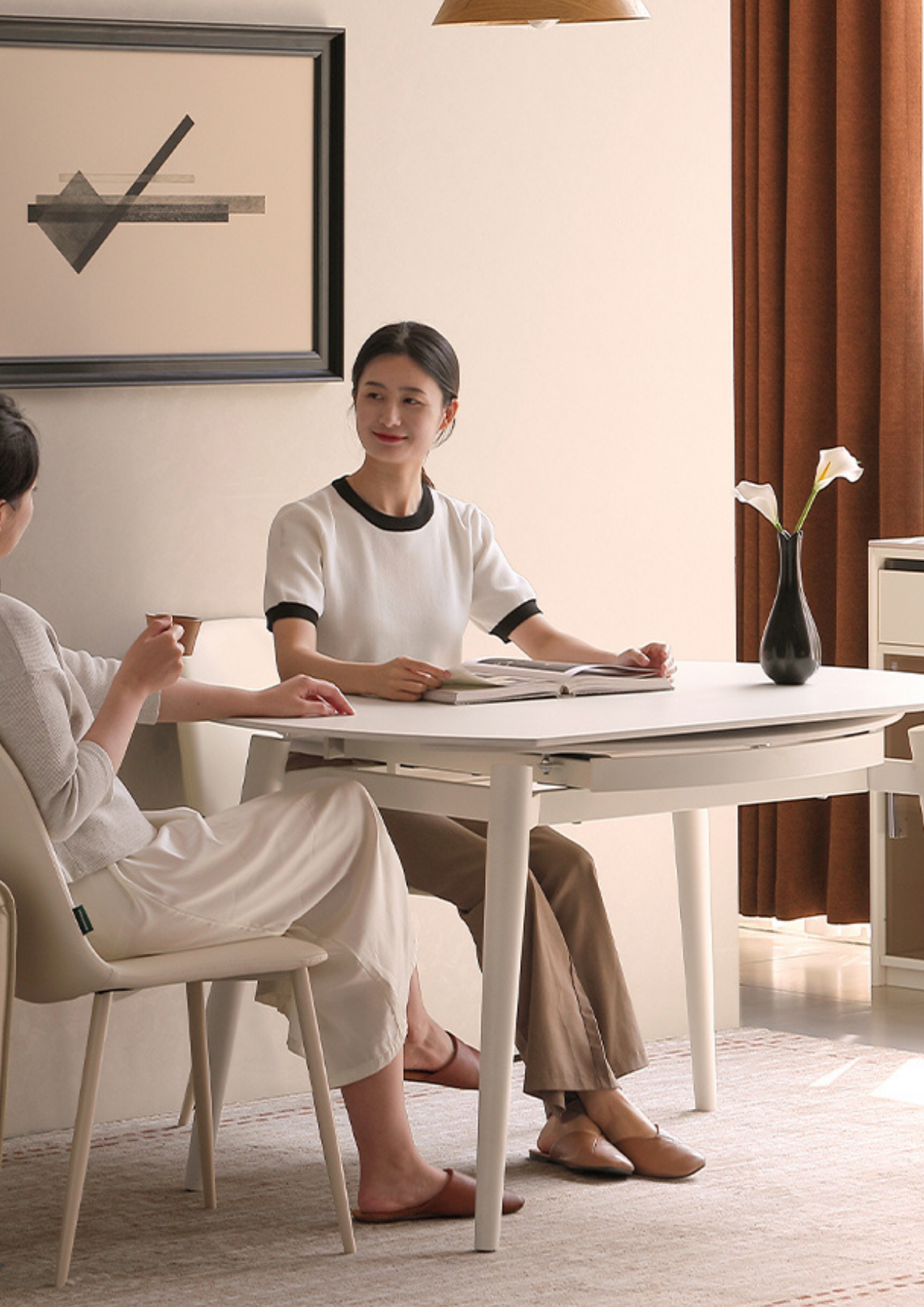 Slate Dining Table Ivory White