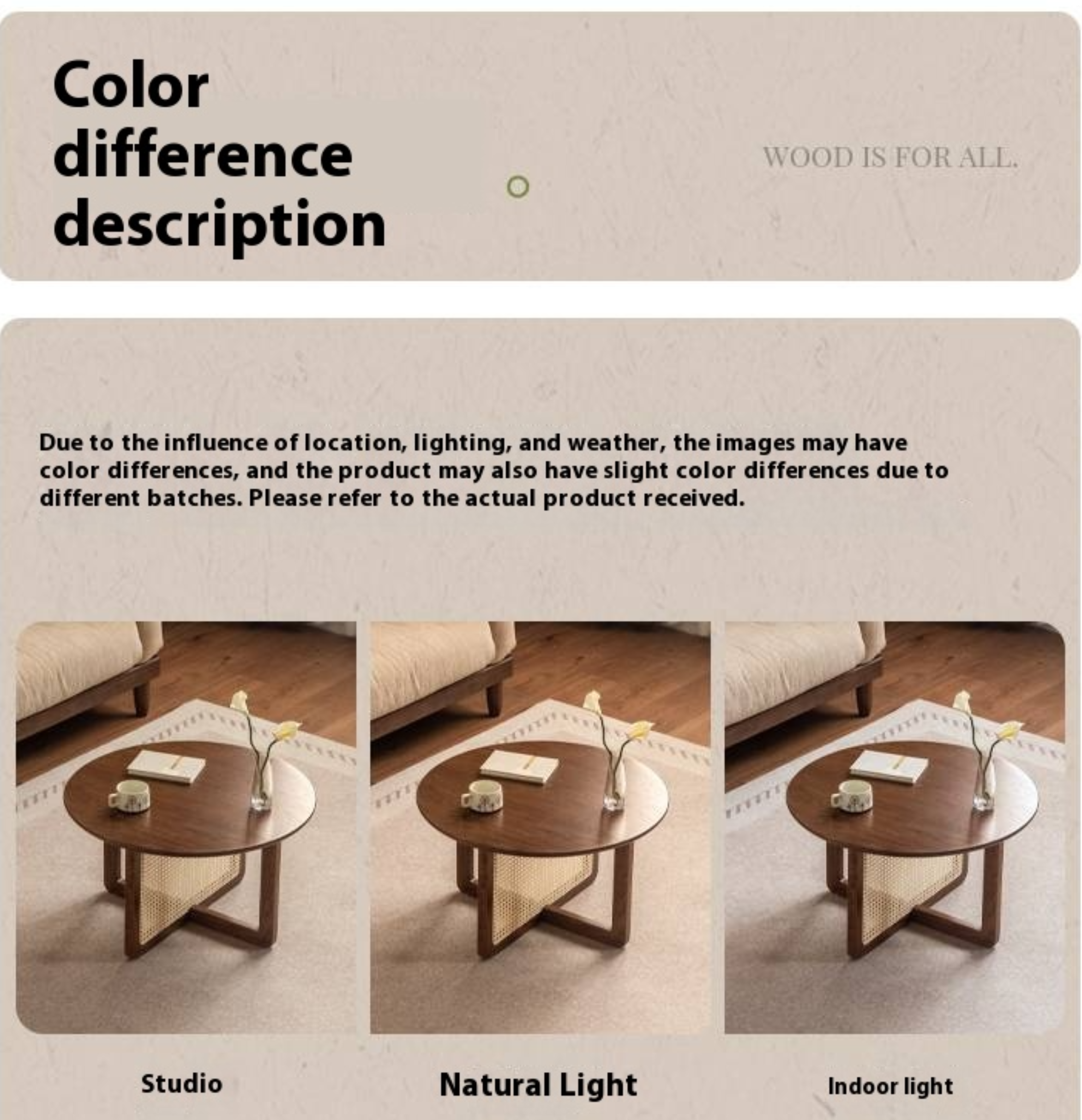 Black Walnut, Oak Solid Wood Rattan Modern Coffee Table