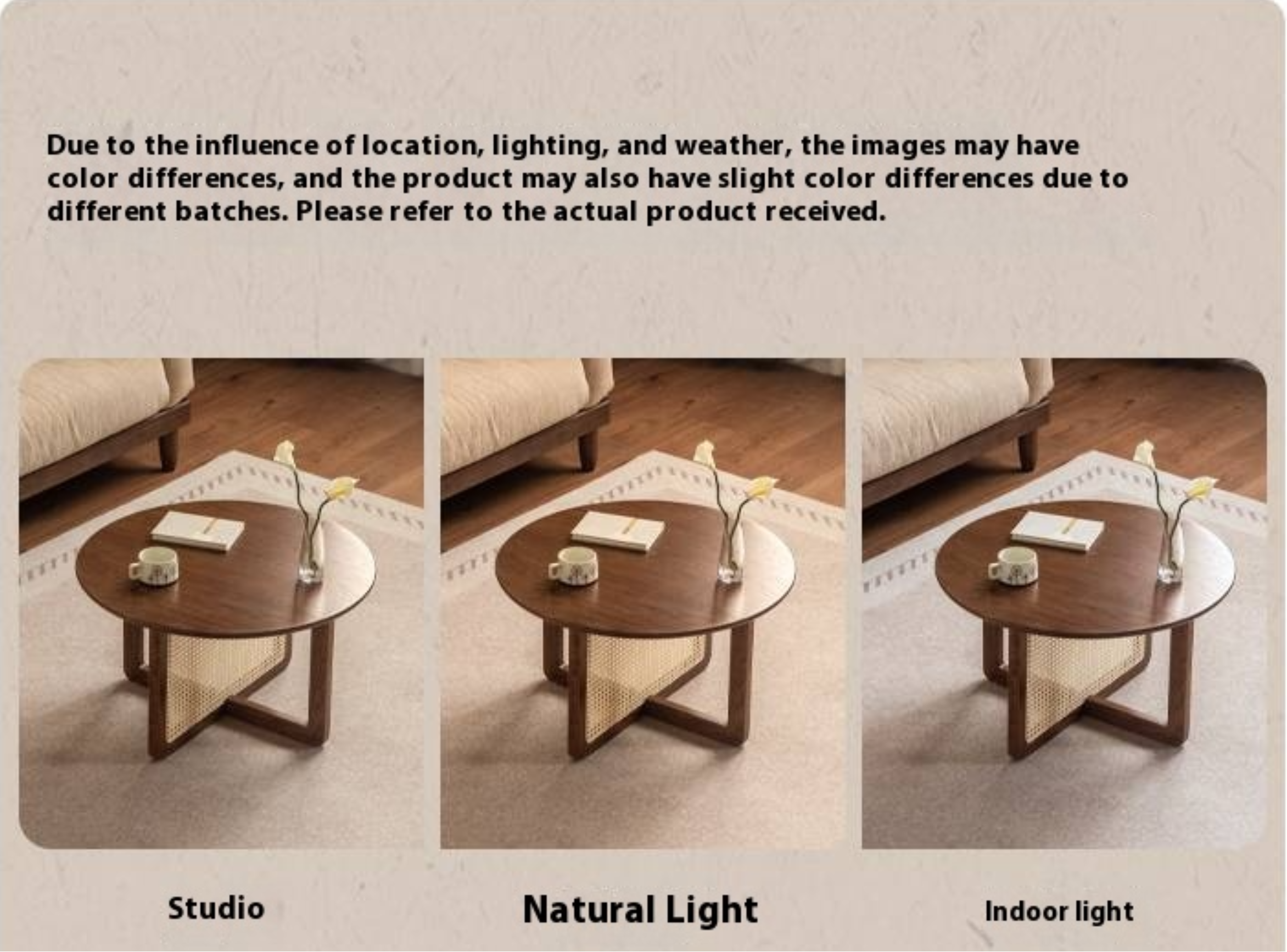 Black Walnut, Oak Solid Wood Rattan Modern Coffee Table